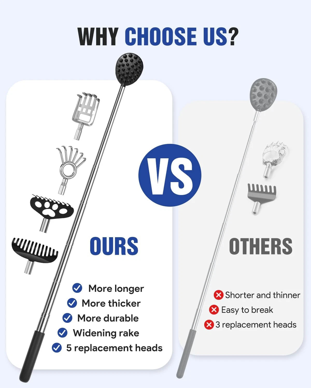 Gelibo Telescoping Back Scratcher with 5Pcs Detachable Heads,Fathers Day