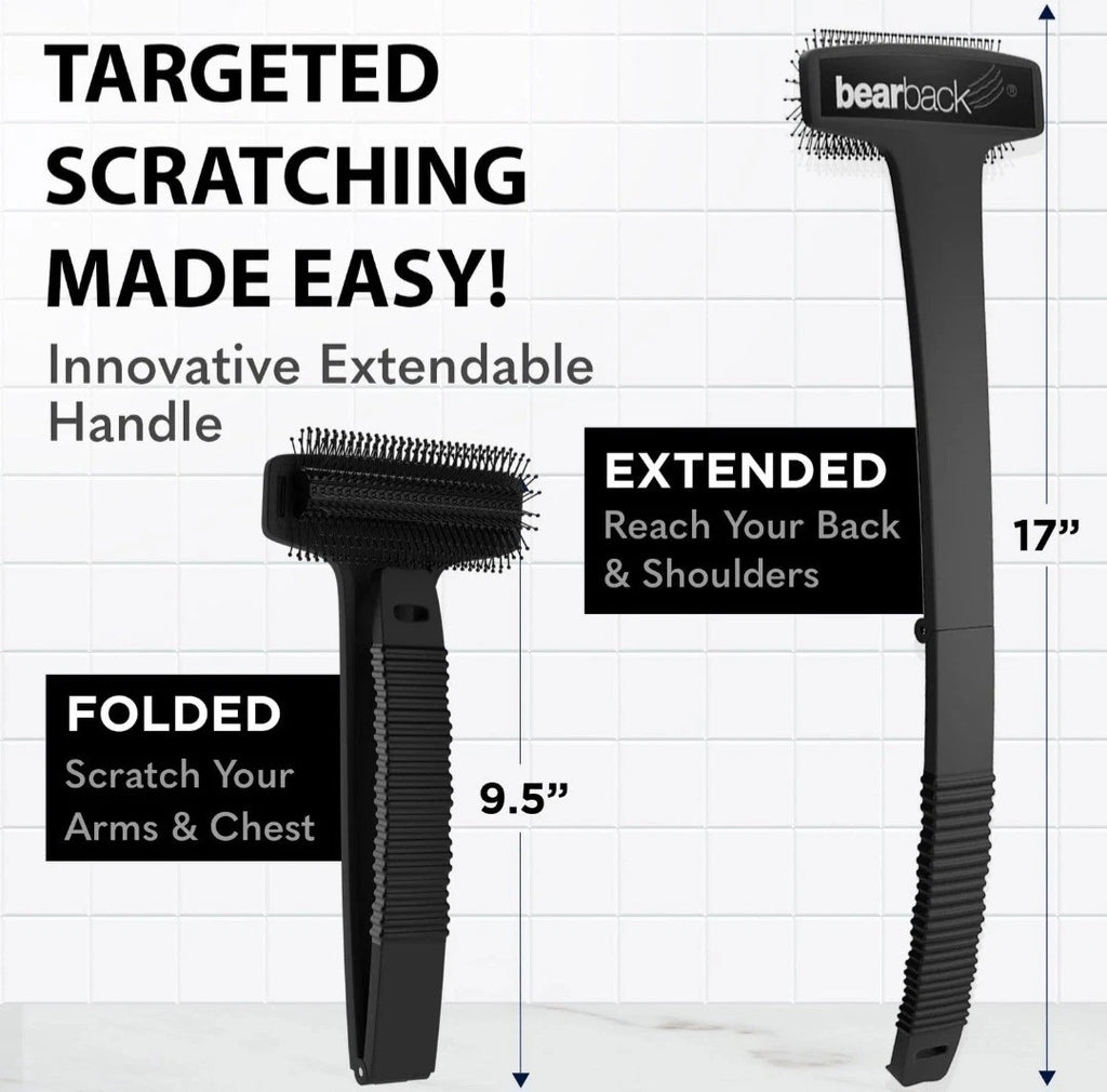 Bearback Extendable Back Scratcher Brush Black New
