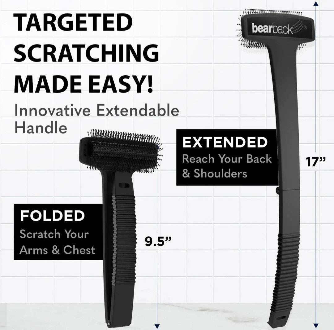 Bearback Extendable Back Scratcher Brush Black New