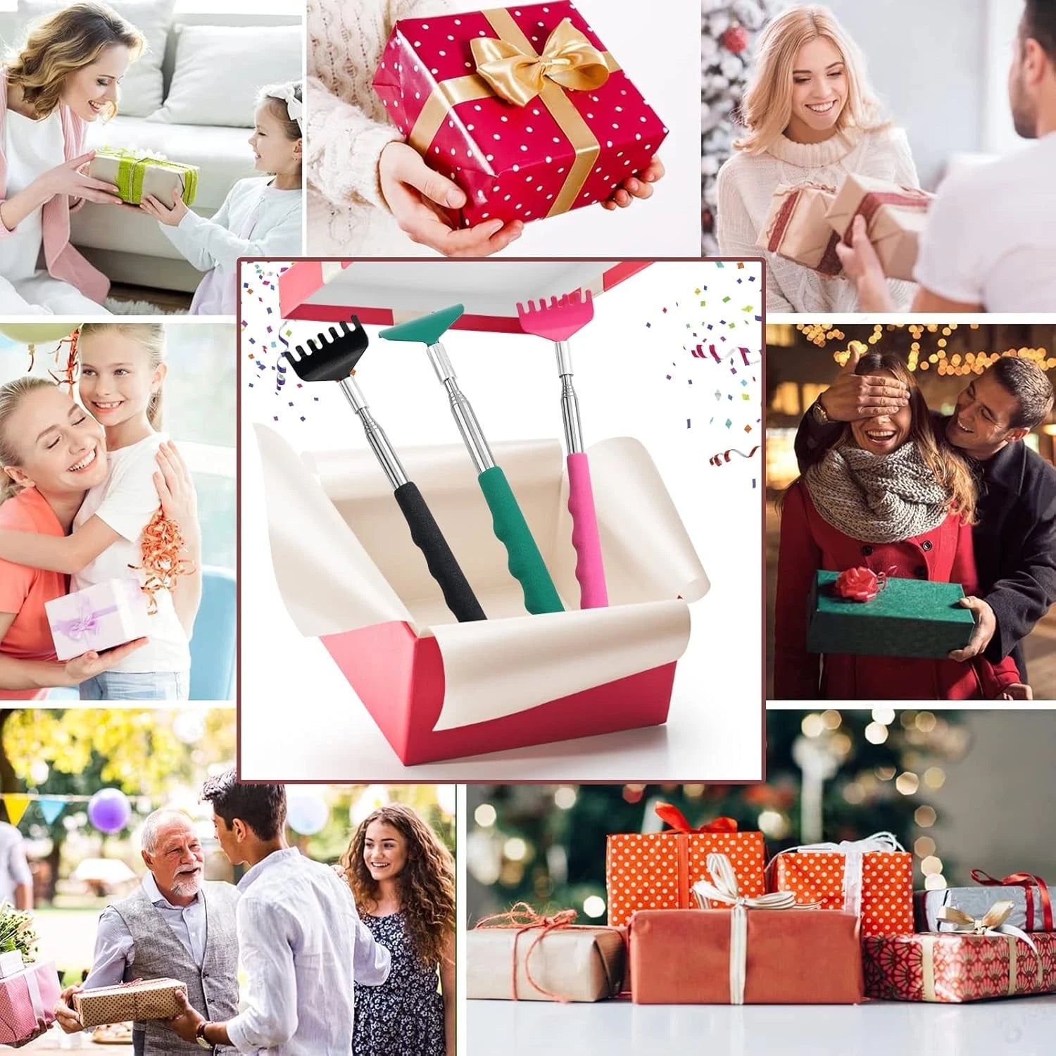 3 Pack Extendable Back Scratcher, Portable Telescoping Back Scratchers