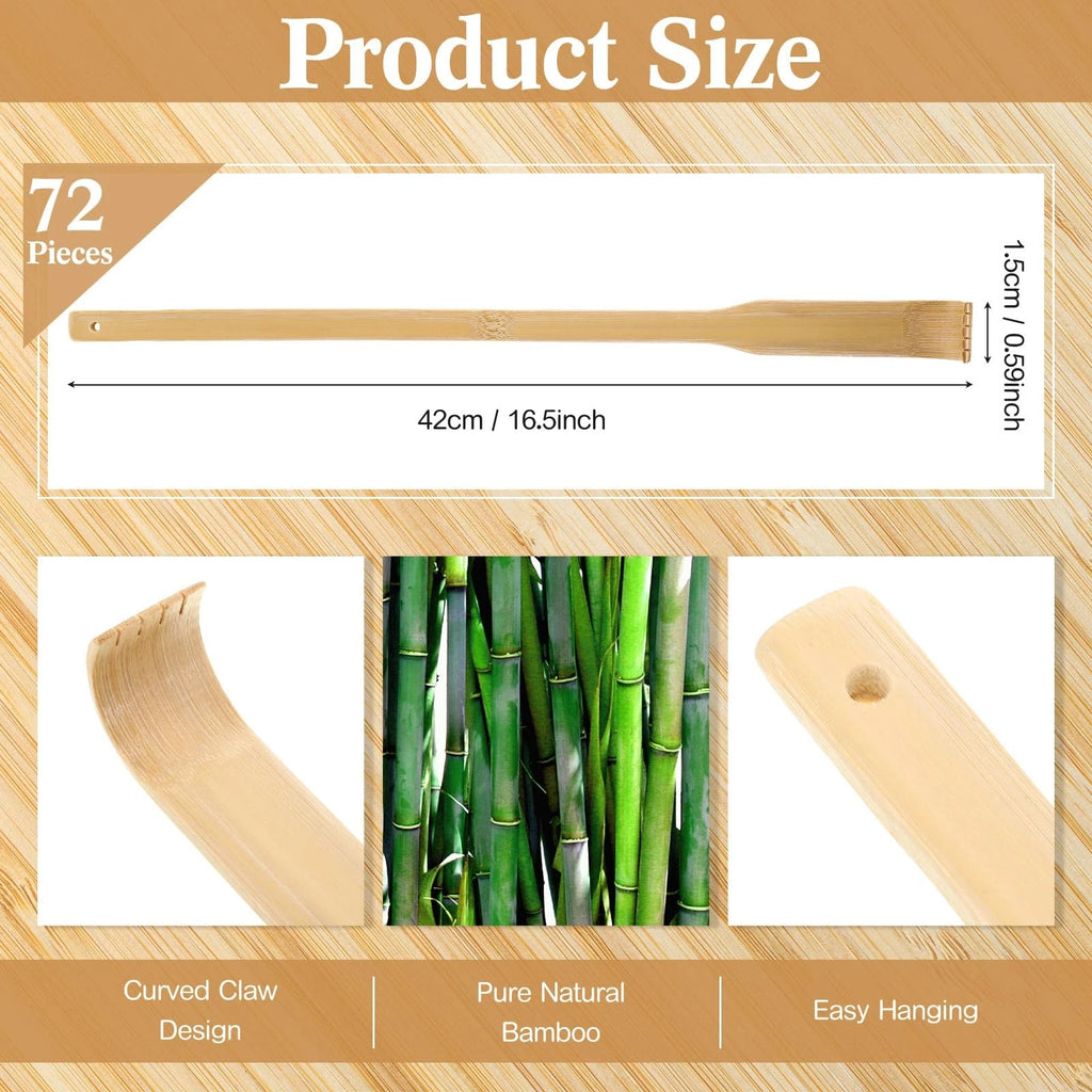 72 Pcs Bamboo Back Scratcher Bulk Traditional Manual Back Massager Wooden Lon...