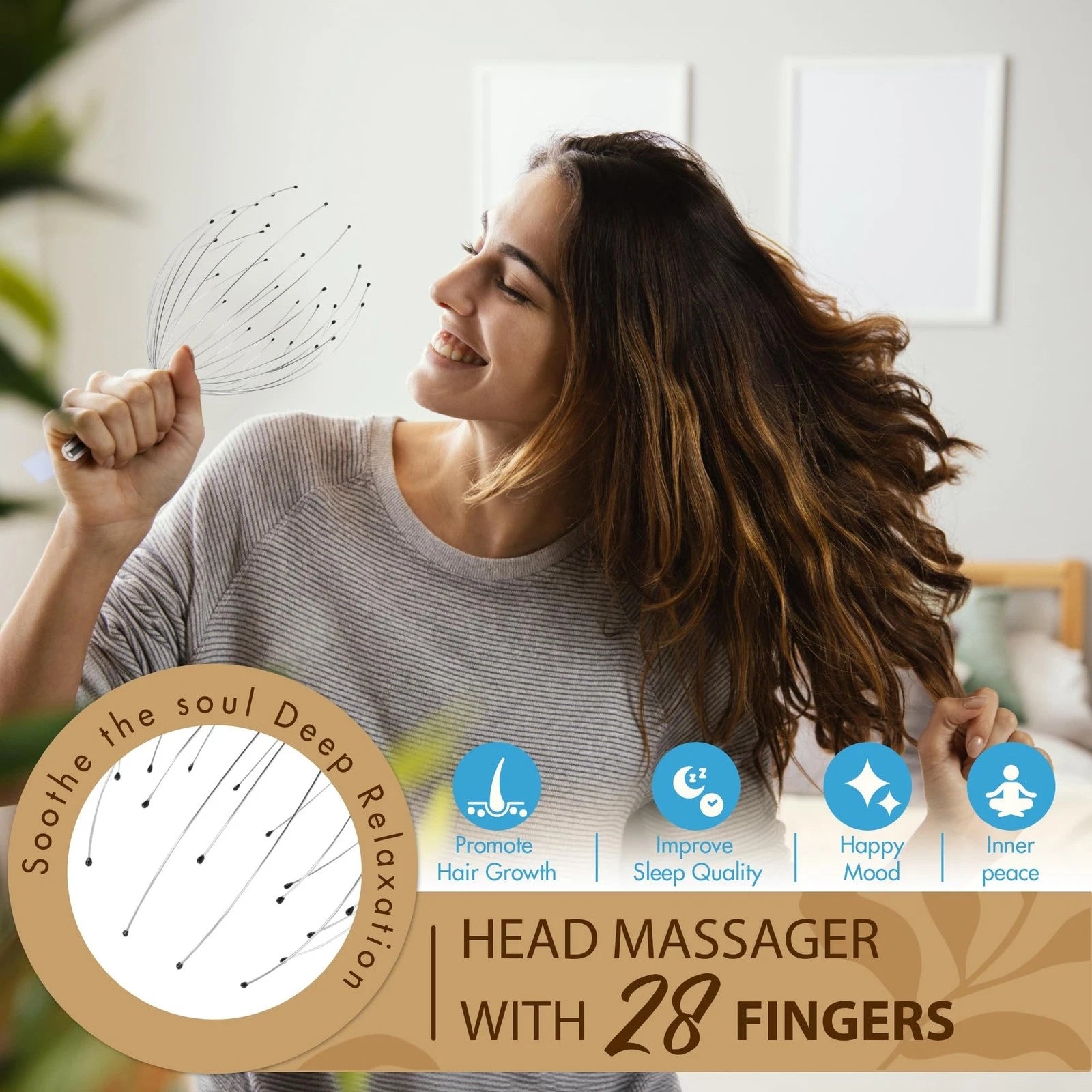 Head Massager 28 Fingers Scalp Massager Head Scratcher, Back Massage Back Scr...