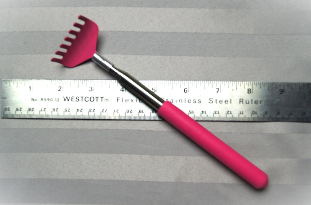 PINK Telescoping Back-Scratcher Rake Style Rubber Handle NEW