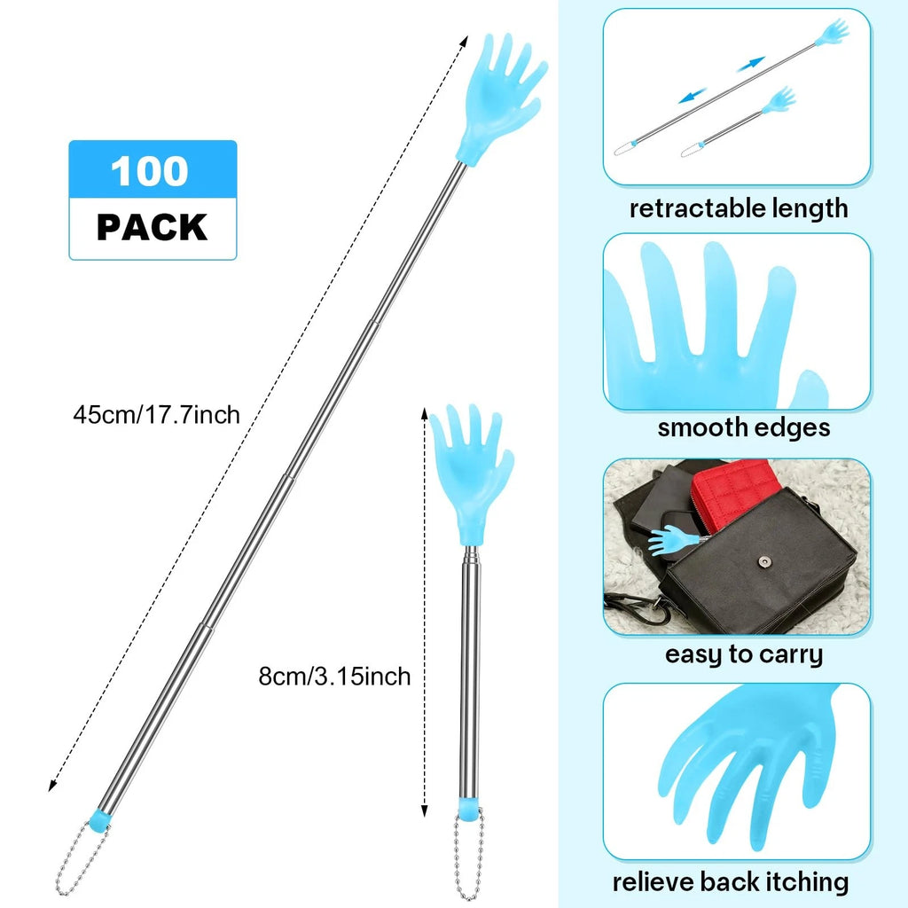 100 Pcs Extendable Back Scratcher Bulk Hand Shaped Retractable Scratcher Tele...
