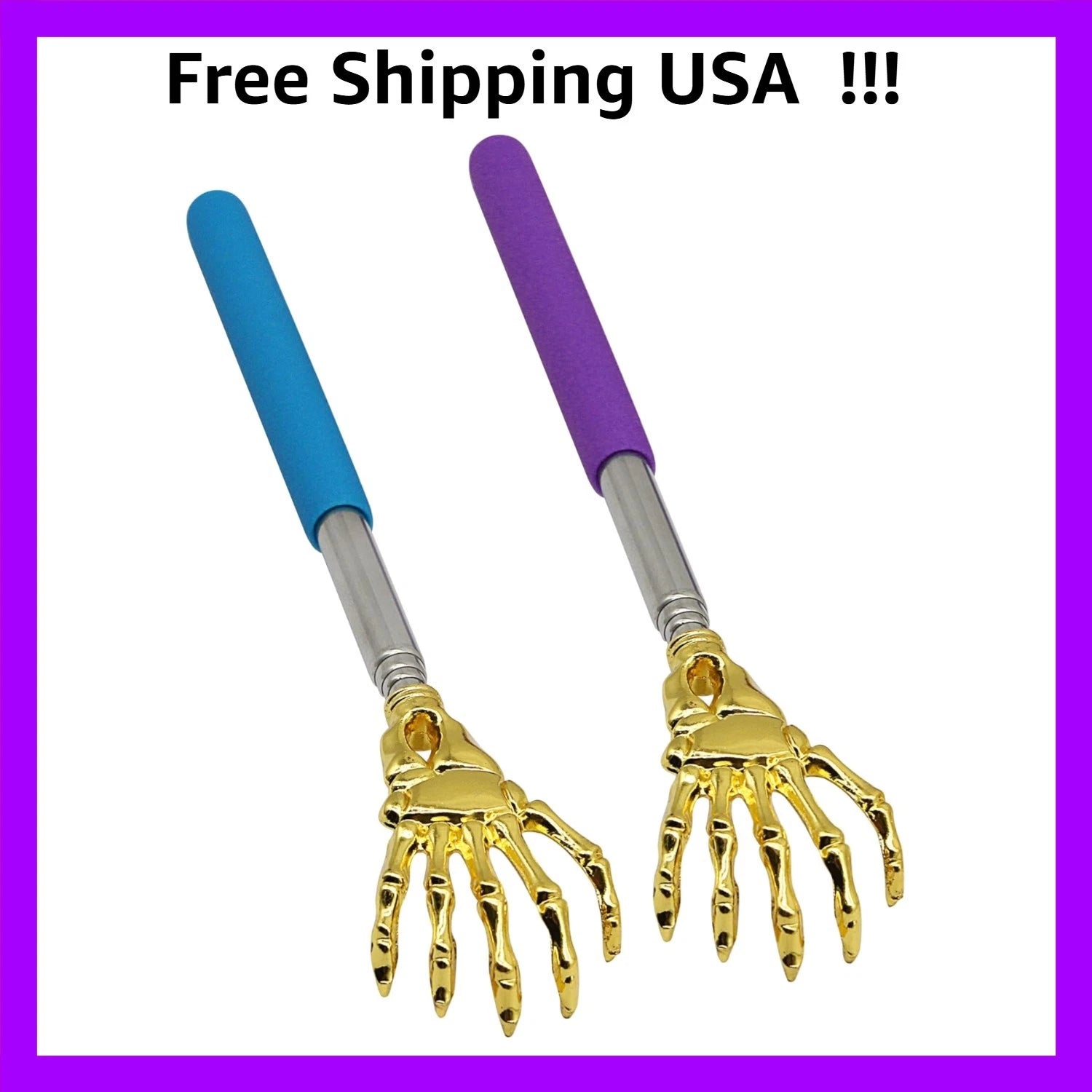 Back Scratcher Hand Massager backslap2- Pack Portable Extendable Telescopic M...