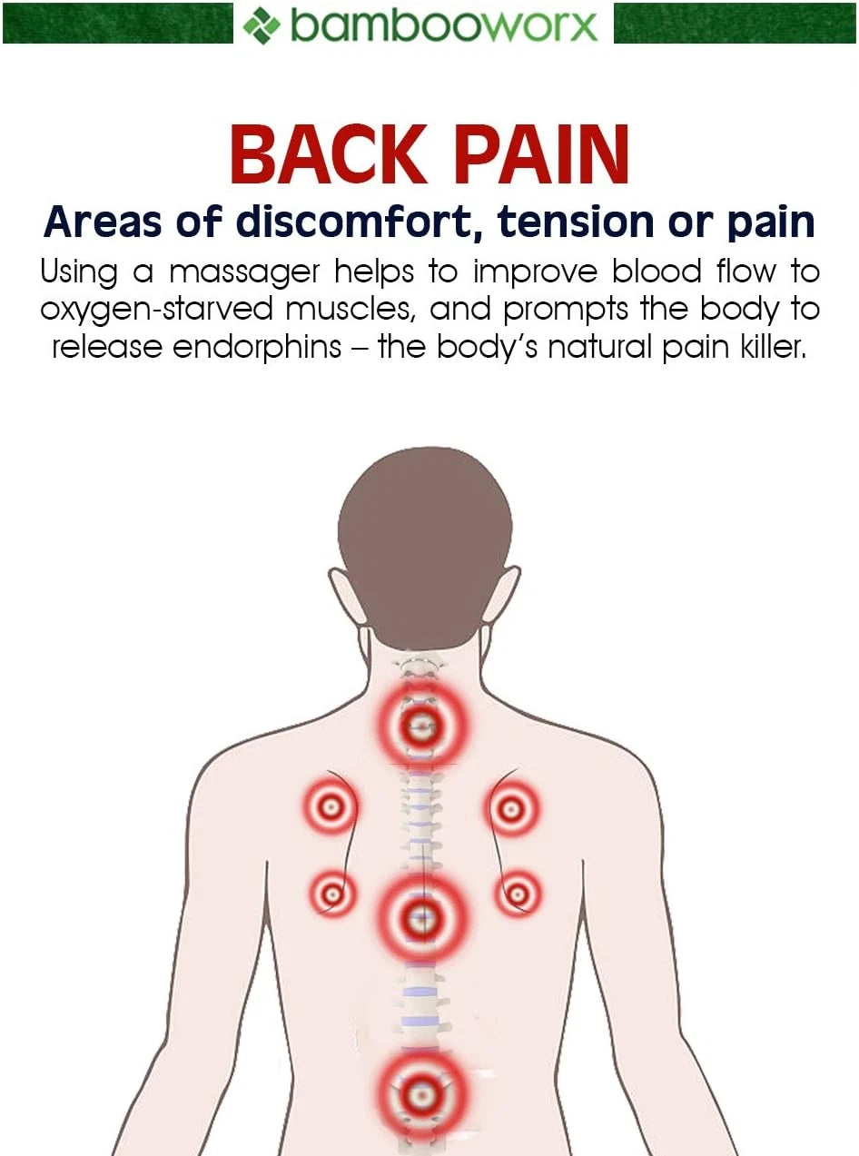 Bambooworx Traditional Bamboo Wooden Back Scratcher - 4 Piece Body Relaxation Ma
