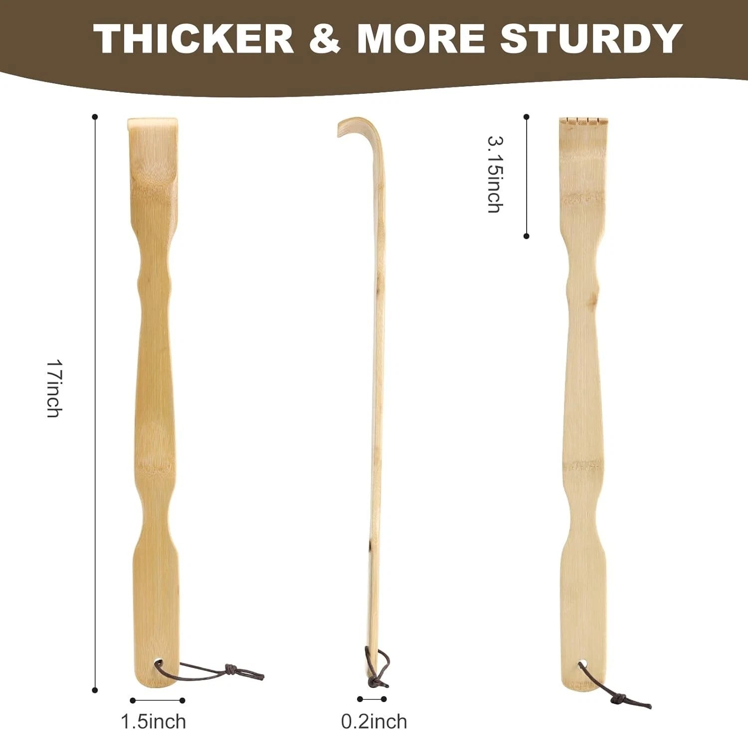 2Pcs Wooden Bamboo Back Scratcher Long Handle Itch Relief Finger-Like Scratchers