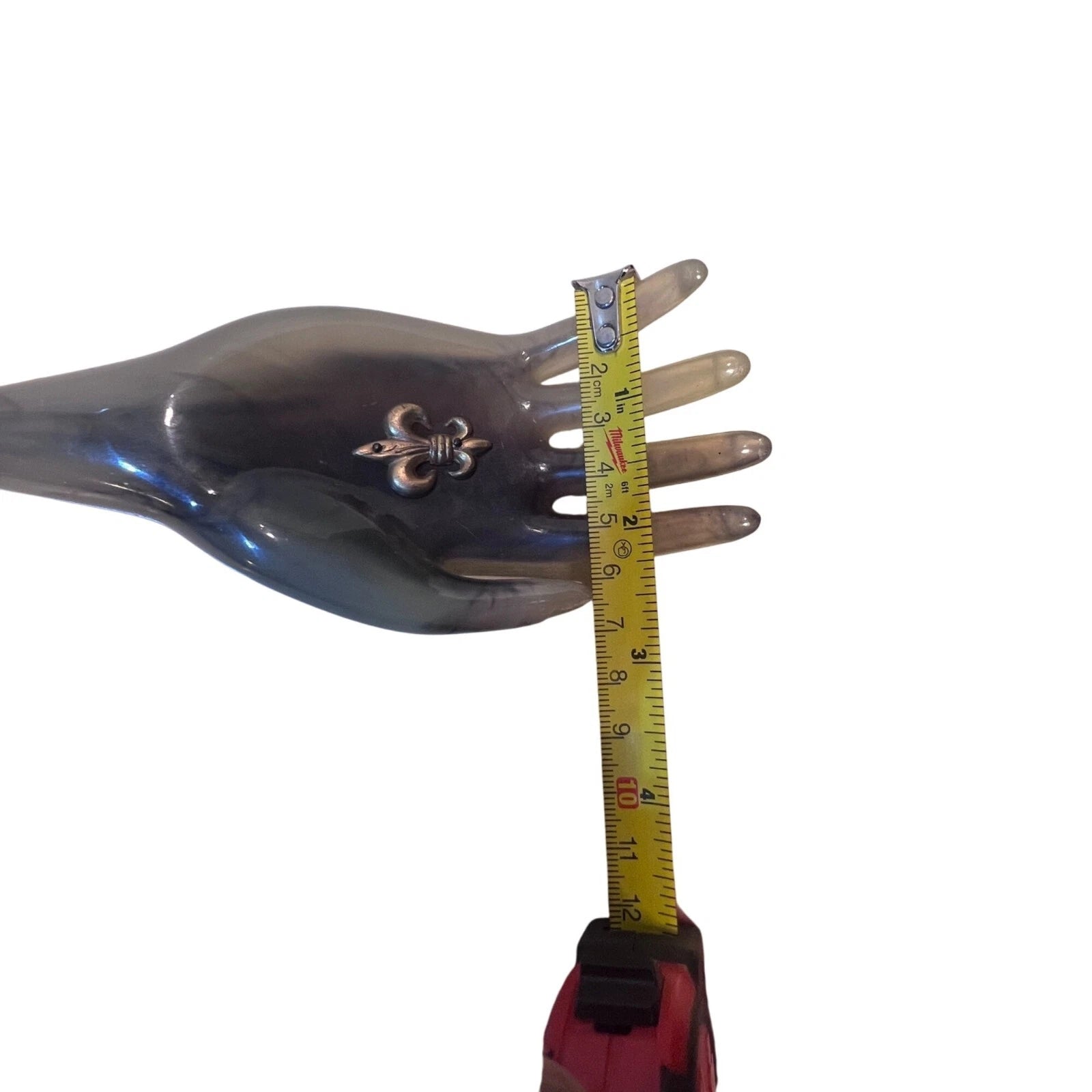 Vtg lucite & Bamboo Hand-Shaped Back Scratcher With Fleur-De-Lis Accent