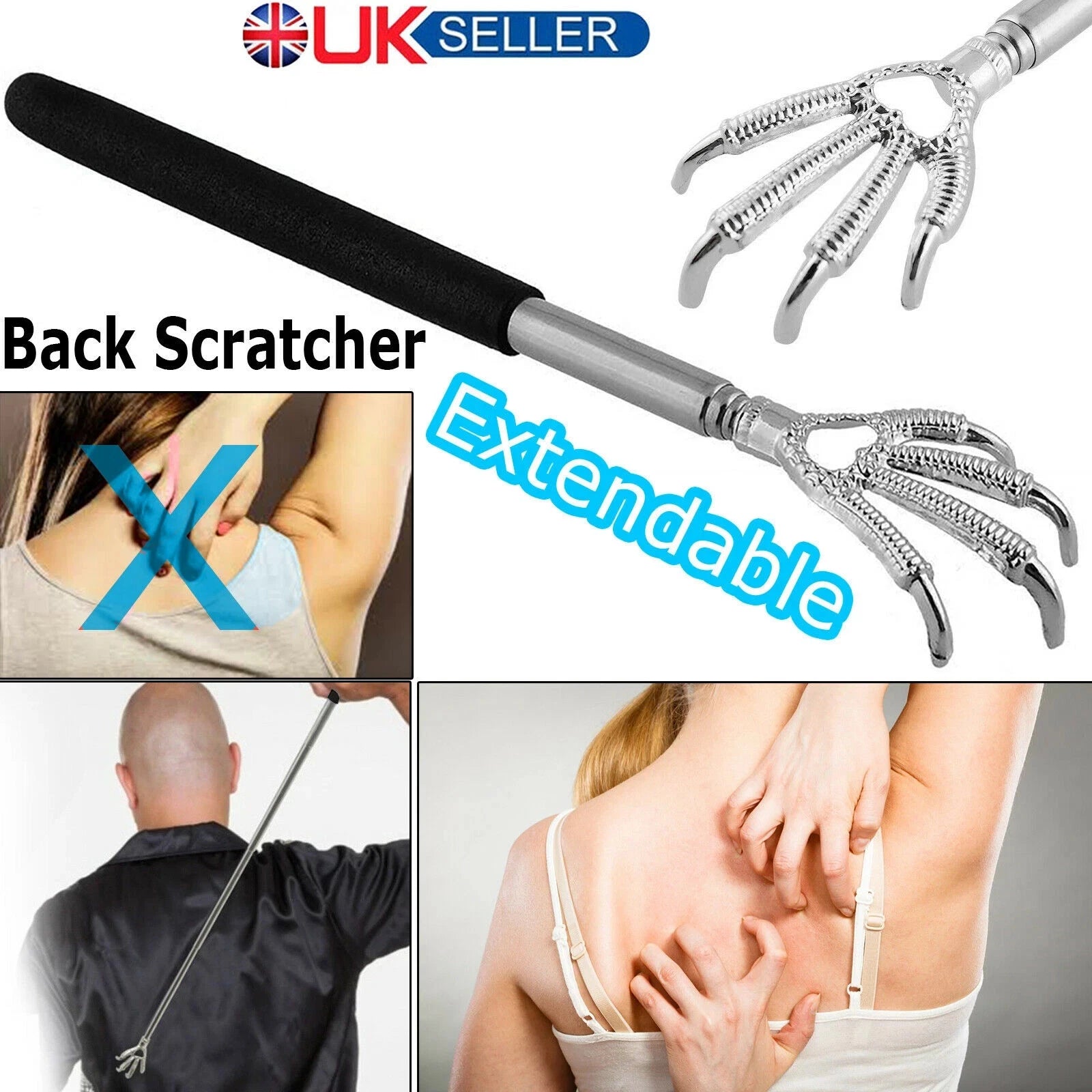 UP10X Extendable Back Scratcher Metal Claw Telescoping Backscratcher Massager