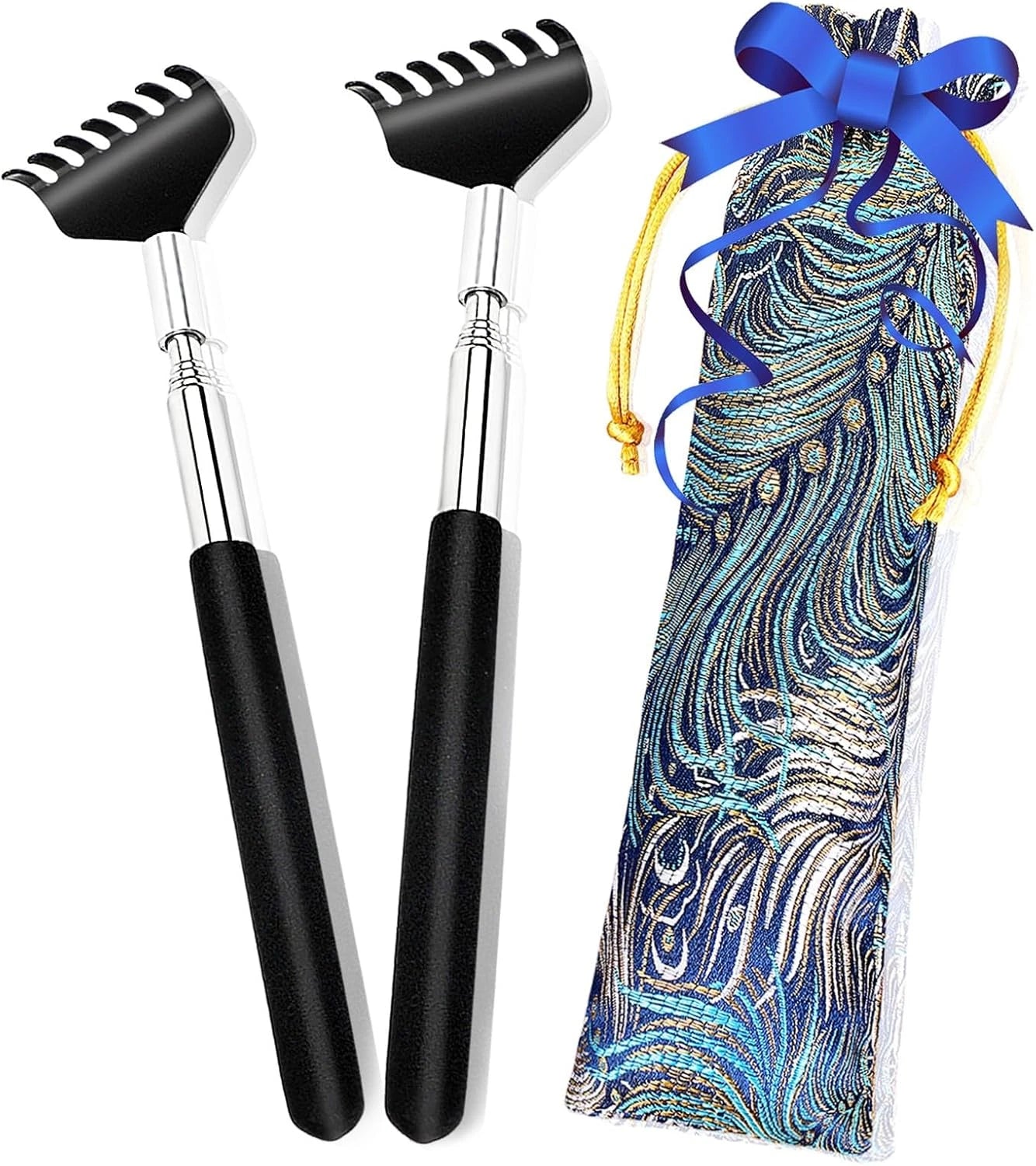 Portable Extendable Back Scratcher, 2 Pack Metal Telescoping Backscratchers for