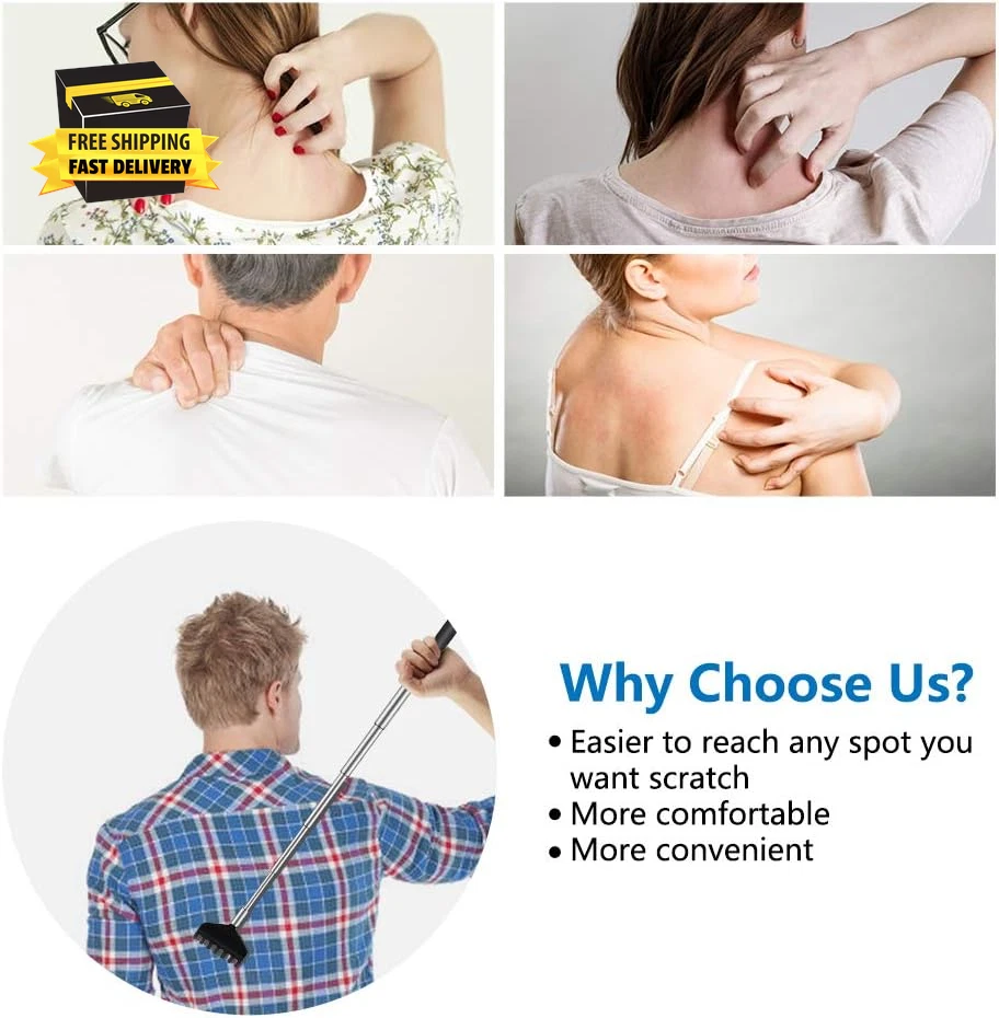 6 Pack Extendable Back Scratcher - Portable Telescoping Metal Back Scratchers/Ha
