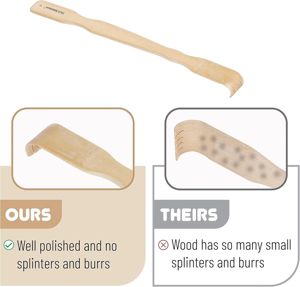 2Pcs Wooden Bamboo Back Scratcher Long Handle Itch Relief Finger-Like Scratchers