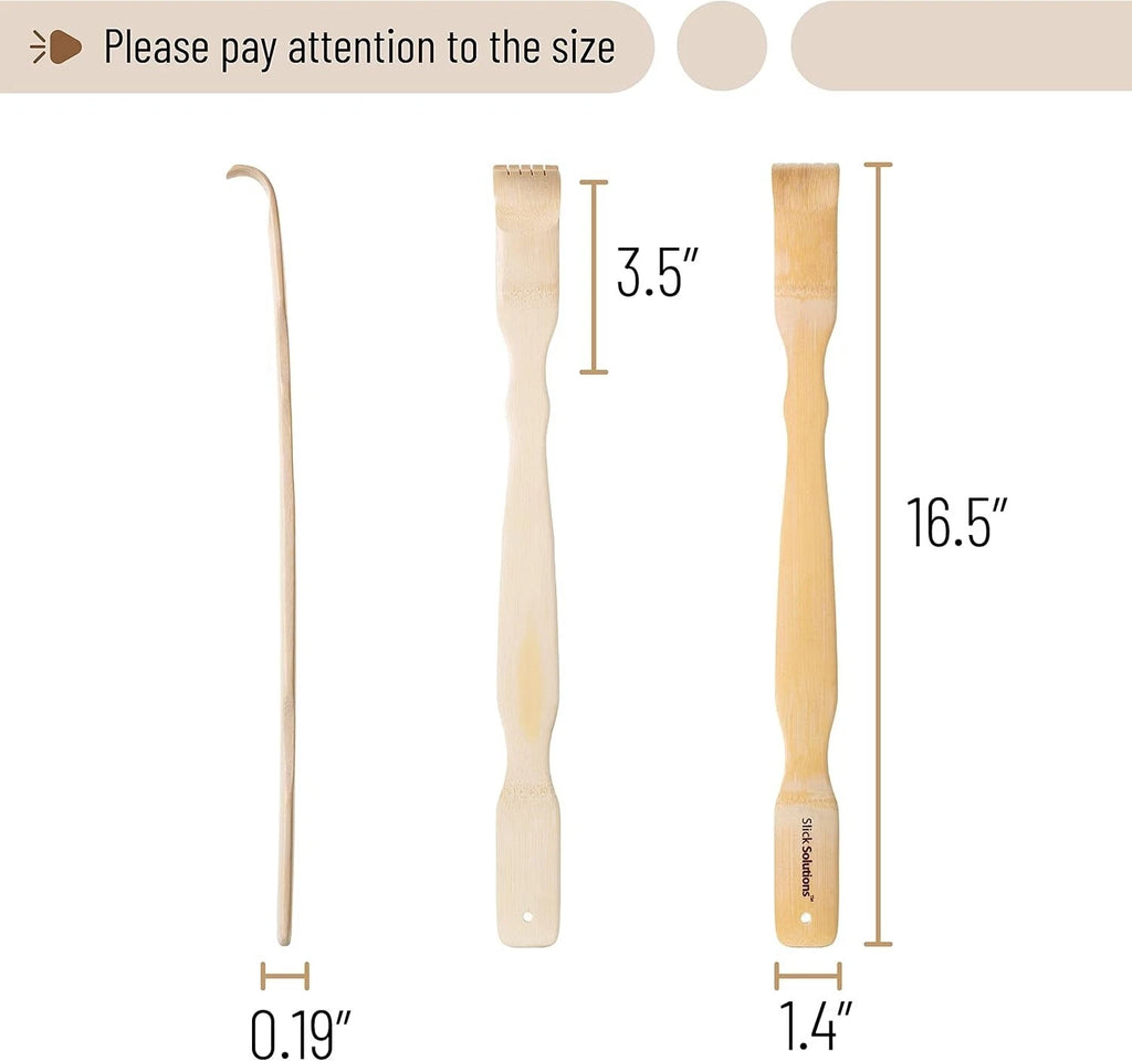 2Pcs Wooden Bamboo Back Scratcher Long Handle Itch Relief Finger-Like Scratchers