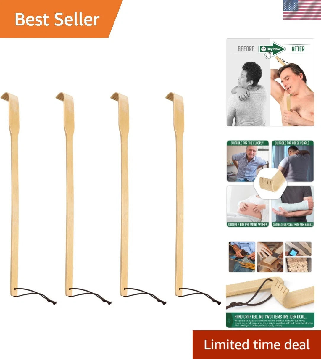 Natural Bamboo Back Scratcher Set - Thoughtful Gift for Instant Itch Relief