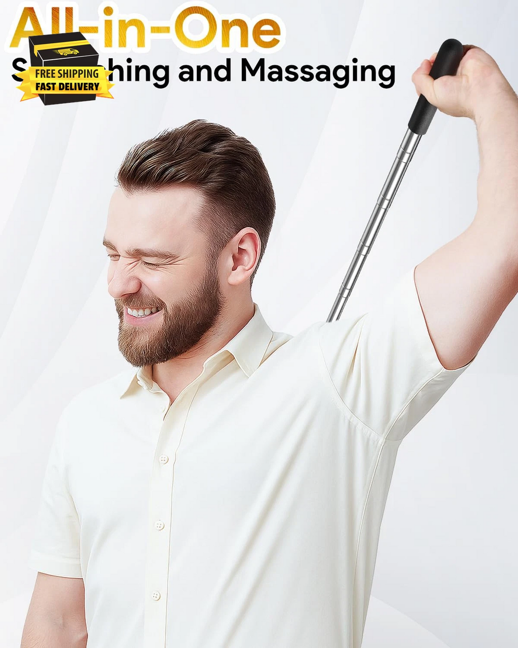 Telescoping Back Scratcher with 4Pcs Detachable Scratching Heads, Fathers Day Da