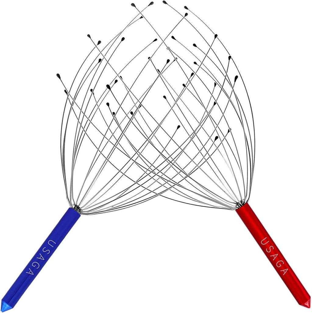 Adjustable Head Scratcher - Durable Scalp Massager in Red & Blue