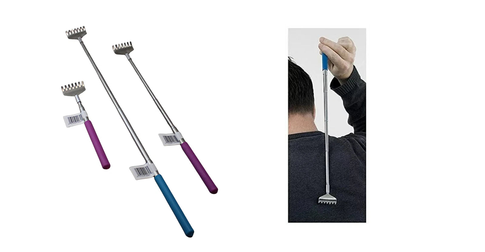 6 Pack Telescopic Back Scratcher – Extends 8" to 26.75", Compact & Lightweight