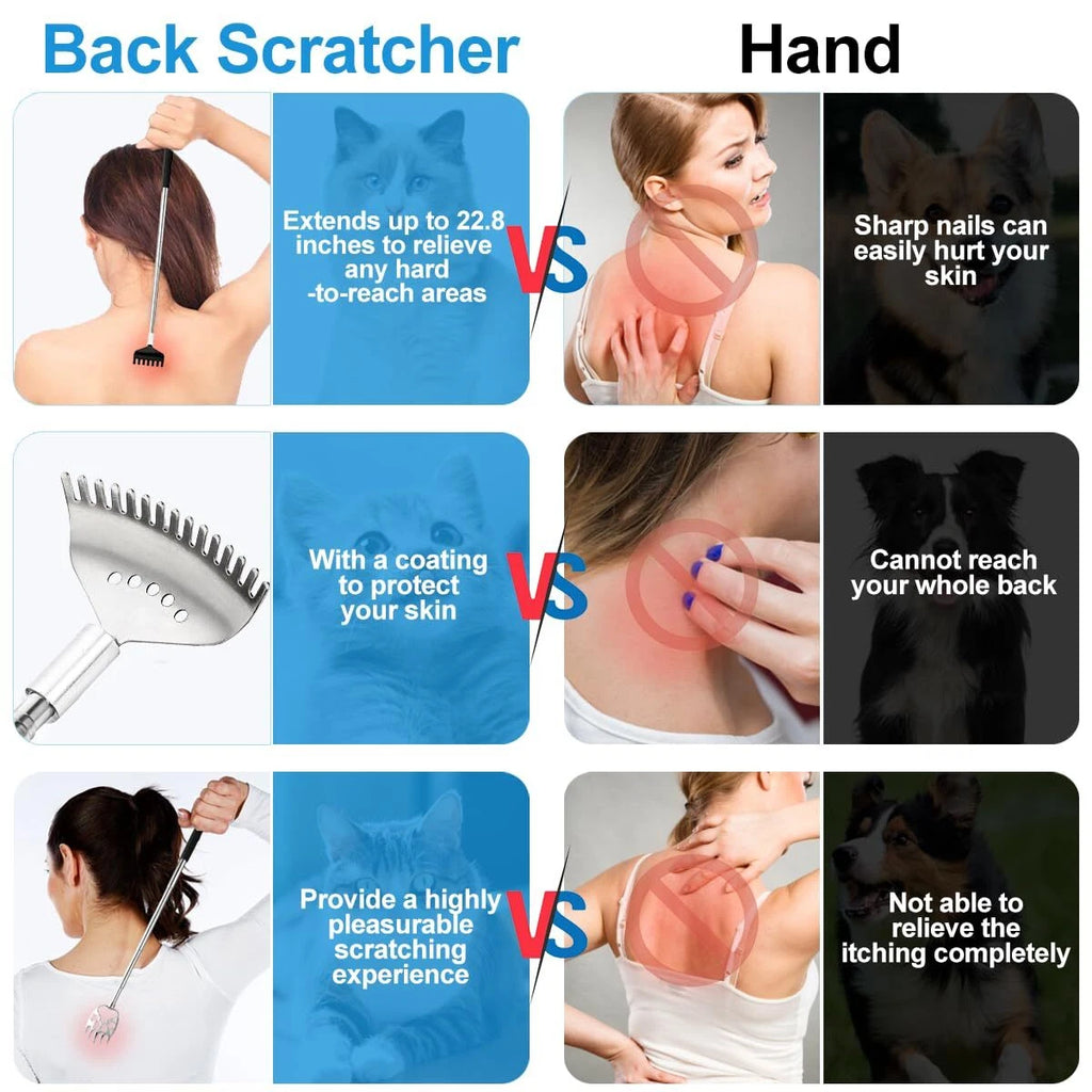 Yeipis 4Pcs Different Back Scratcher Extendable Back Massager Tool,Black