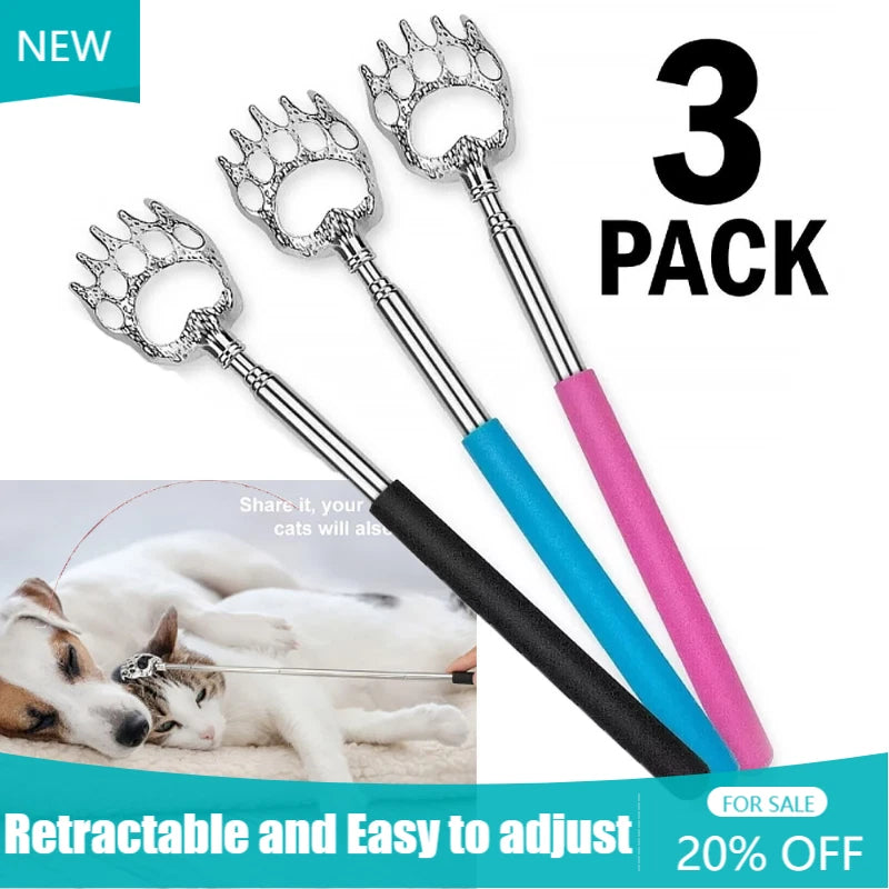 3 PCS Bear Claw Telescopic Metal Back Scratcher Back Extendable Massager Gift.