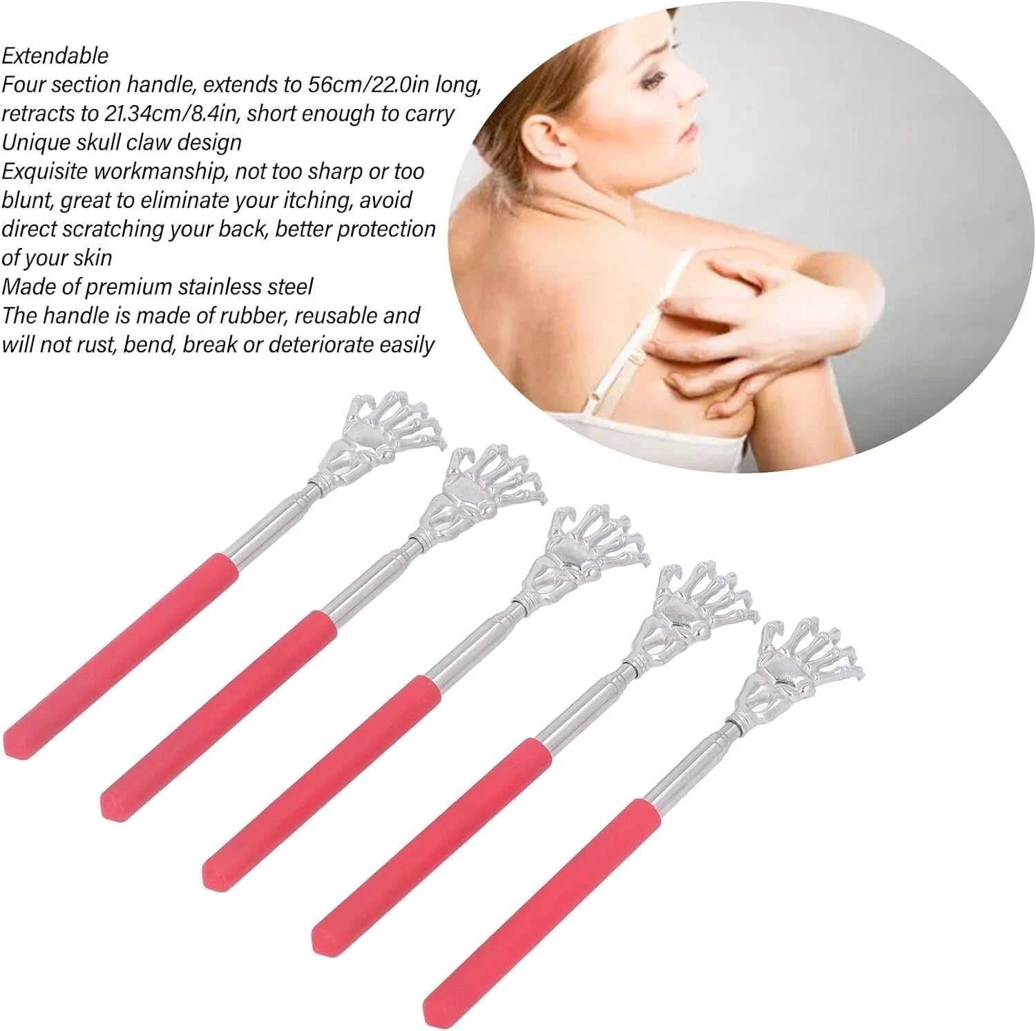 BEAR CLAW BACK SCRATCHER Metal Extending Extendable Massager Telescopic Portable