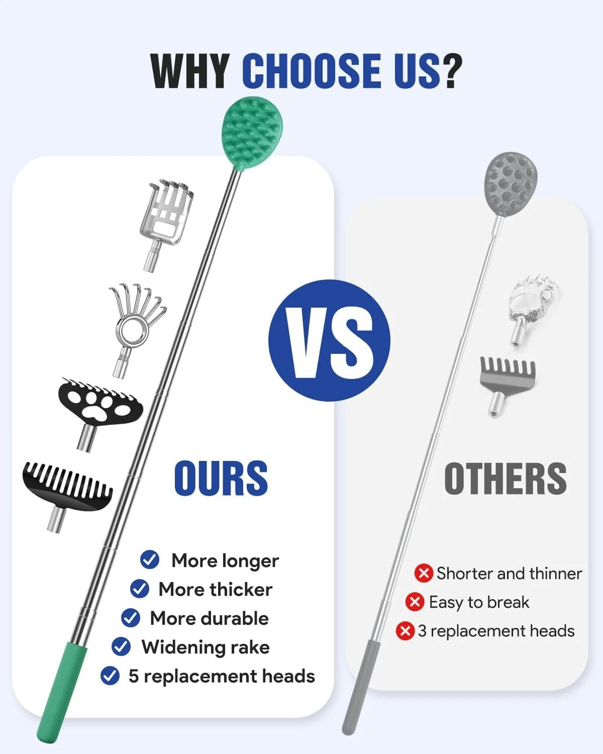 Gelibo Telescoping Back Scratcher with 5Pcs Detachable Heads,Fathers Day Dad Gif