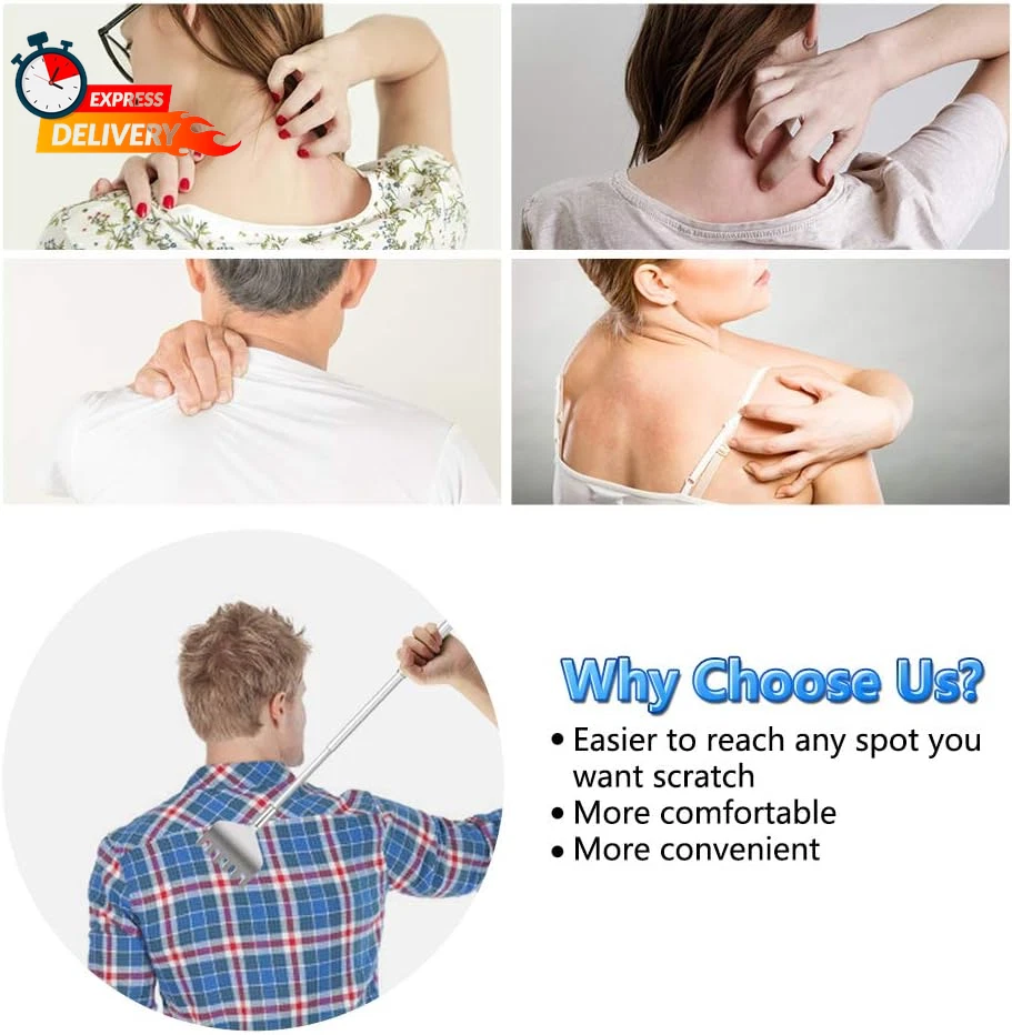 Extendable Back Scratcher for Men 3 Pack Portable Telescopic Metal Back Scratche