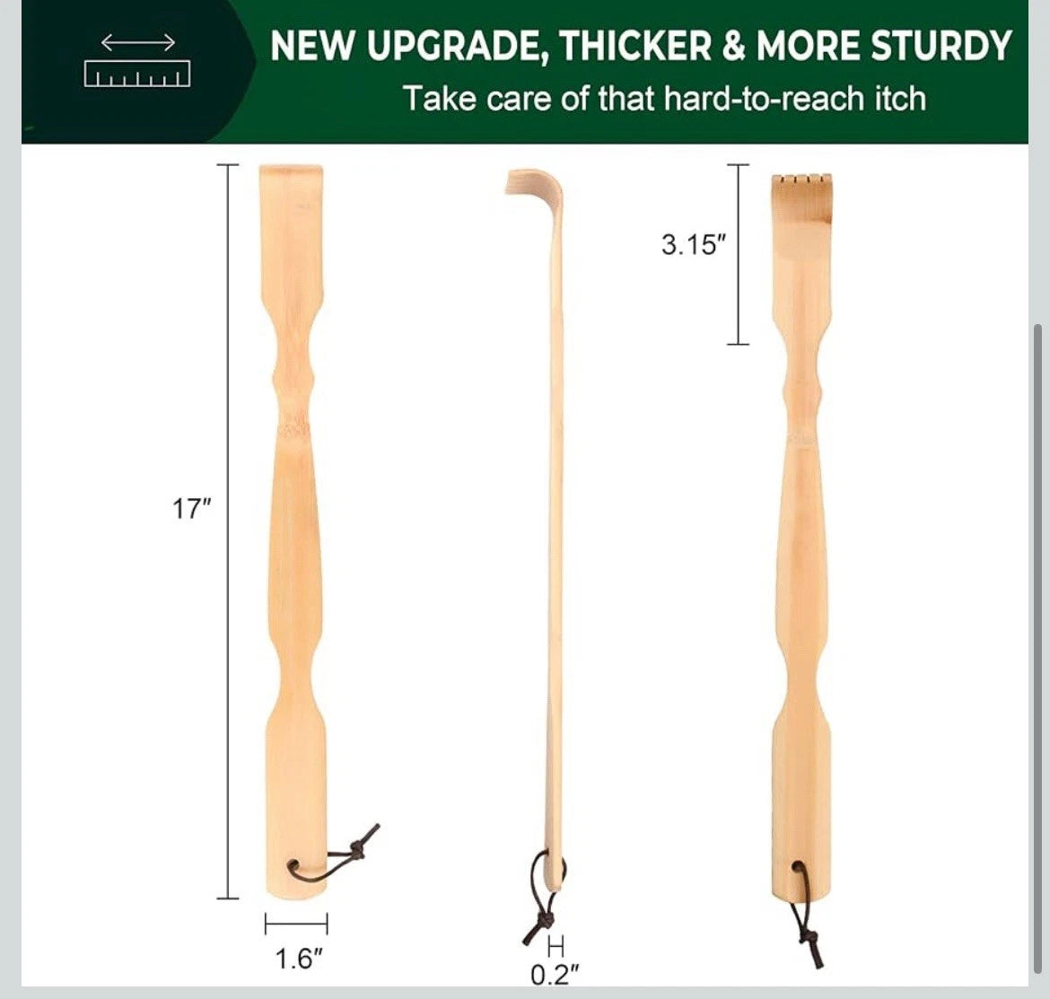 Wooden Bamboo Back Scratcher, 4 PCS 17 Inch Long Handle Back Scratchers for A...