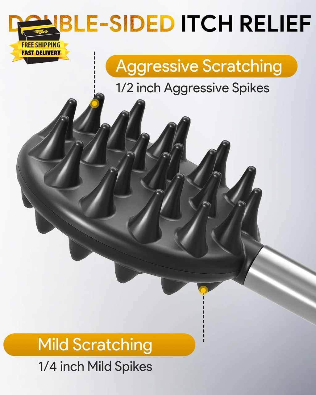 Telescoping Back Scratcher with 4Pcs Detachable Scratching Heads, Fathers Day Da