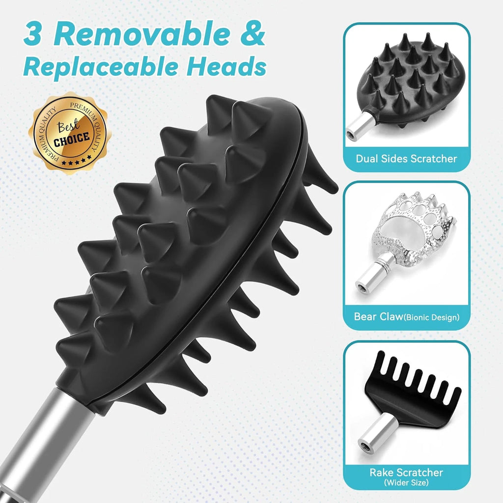 Telescoping Back Scratcher with 3Pcs Detachable Heads, Back Scratcher for Men/Wo