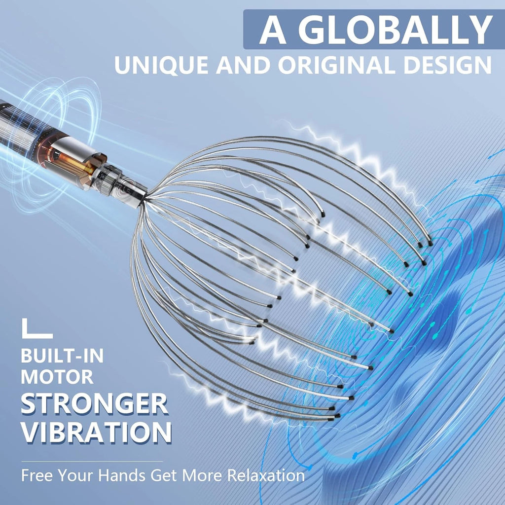 Electric Scalp Massager with 20 Metal Fingers - Head Scratcher Tool