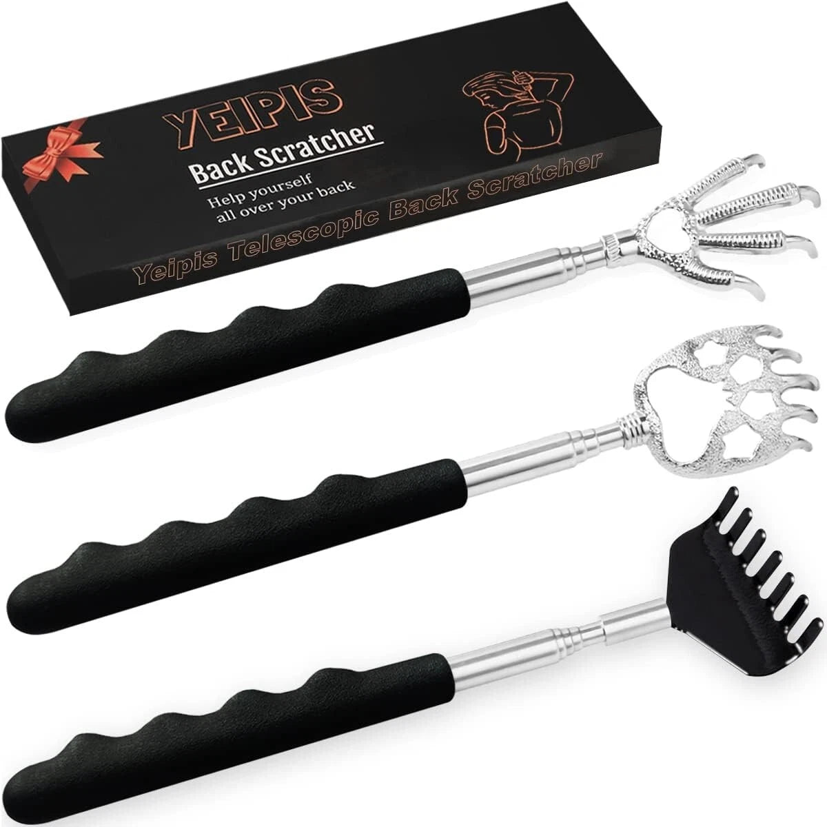 3 Pack Back Scratcher Metal Portable Telescoping Back Scratchers