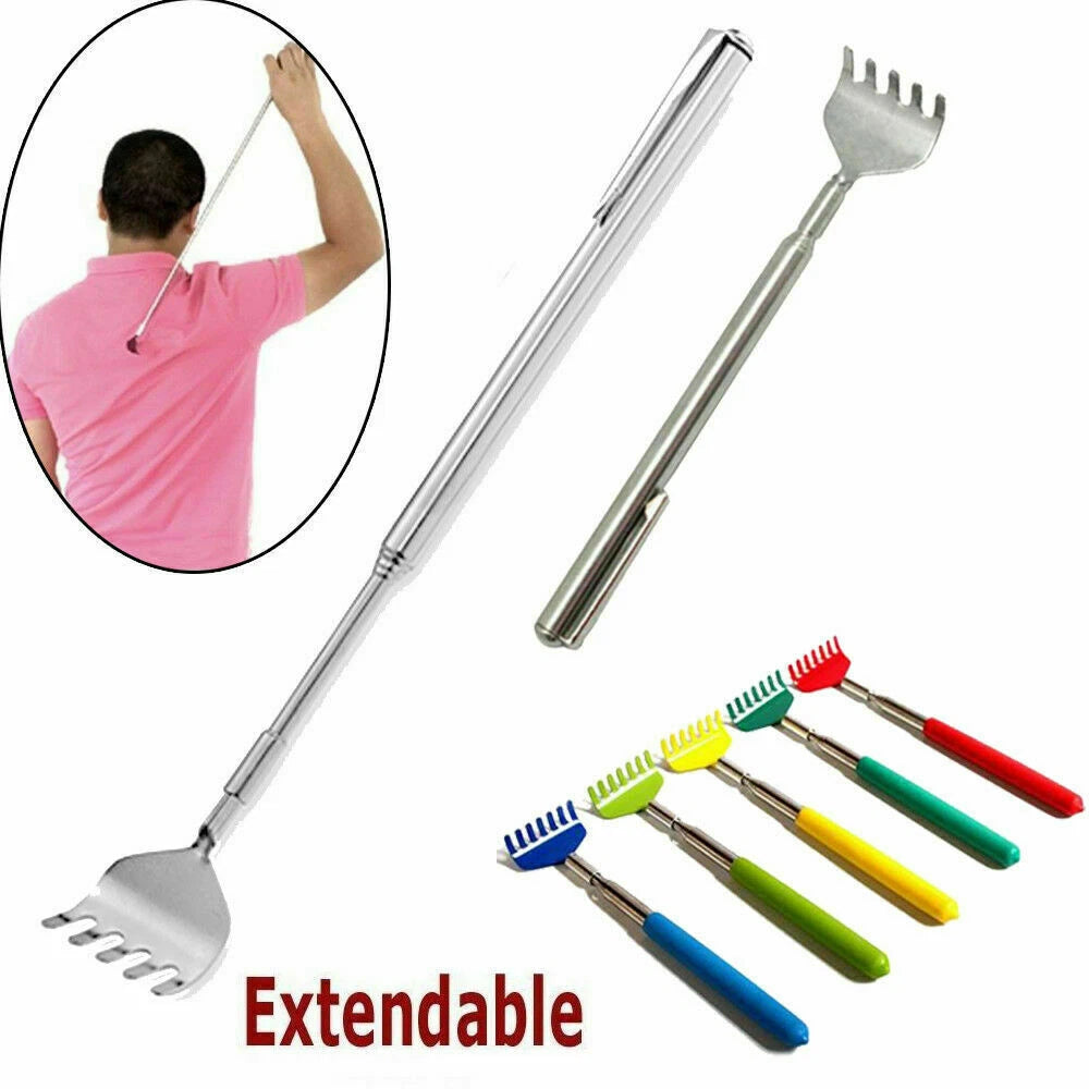 NEW Metal Telescopic Retractable Back Scratcher Stainless Steel 16cm to 51cm UK