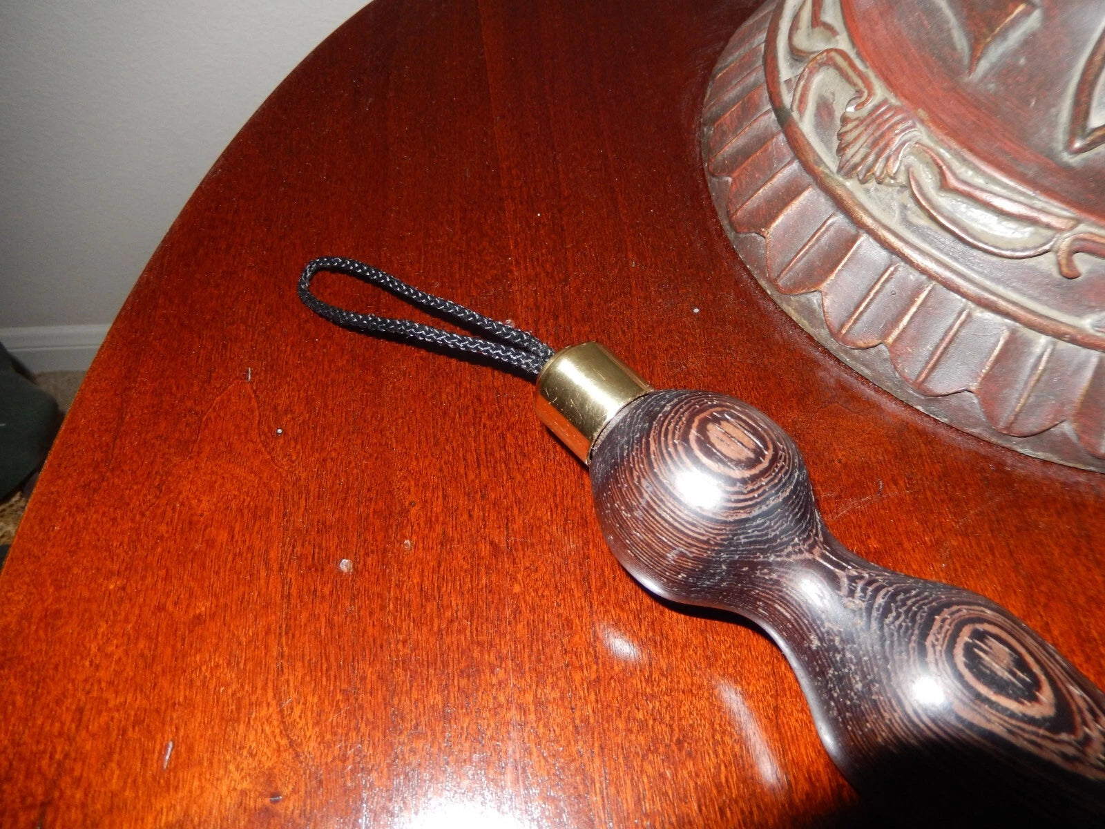 Vintage Rolled Wood, Brass Hand Back Scratcher