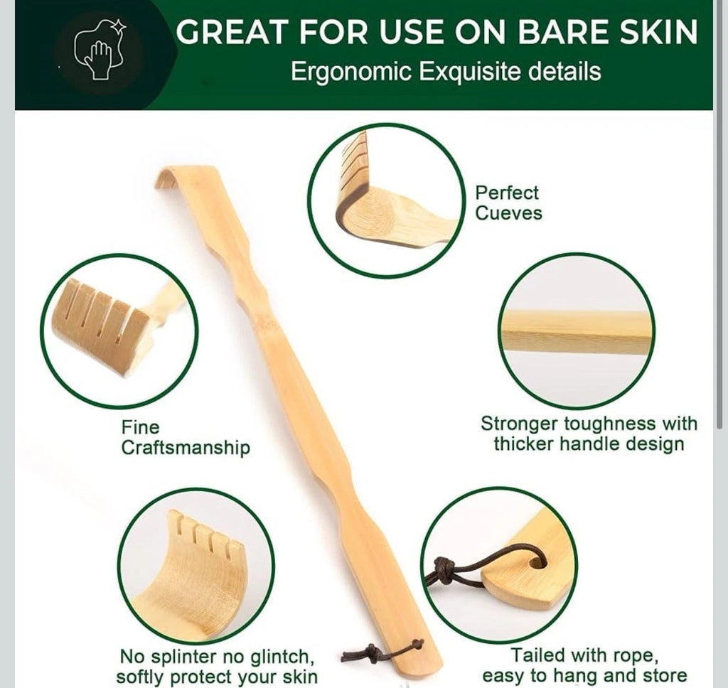 Wooden Bamboo Back Scratcher, 4 PCS 17 Inch Long Handle Back Scratchers for A...