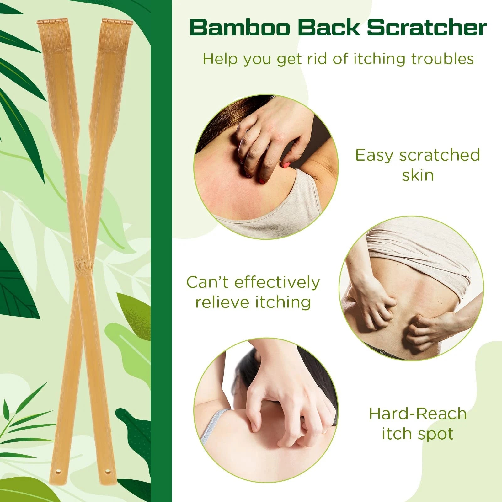 Yinkin 24 Pieces Bamboo Back Scratcher Bulk Long Manual Back Massager Traditi...