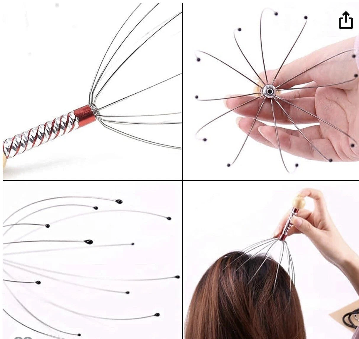 4 PCSHead Massager Scratcher Neck Massage Scalp Relax Calm Stress Relief Octopus