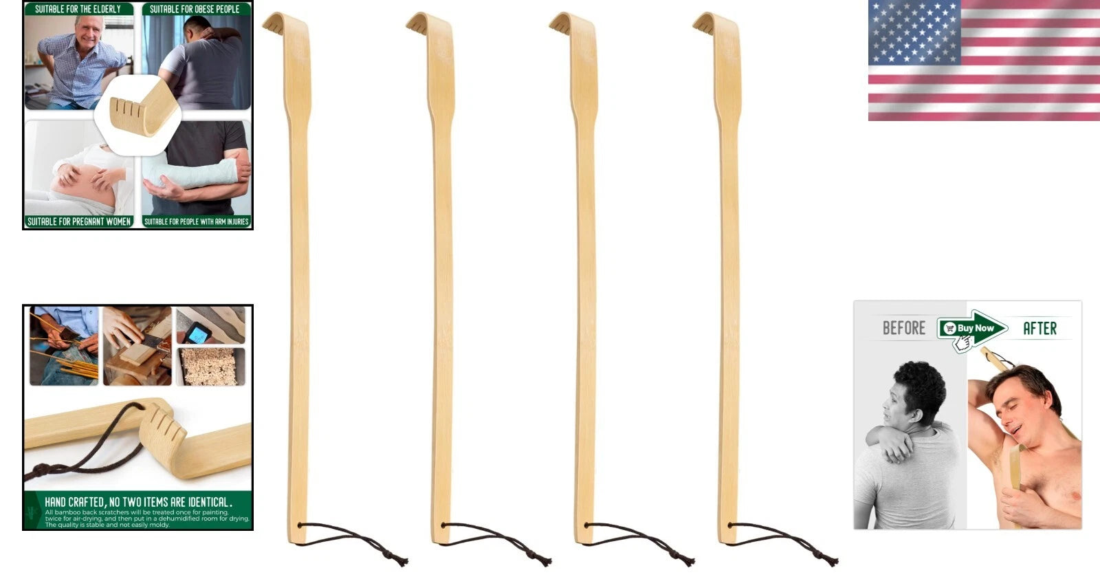 Natural Bamboo Back Scratcher Set - Thoughtful Gift for Instant Itch Relief