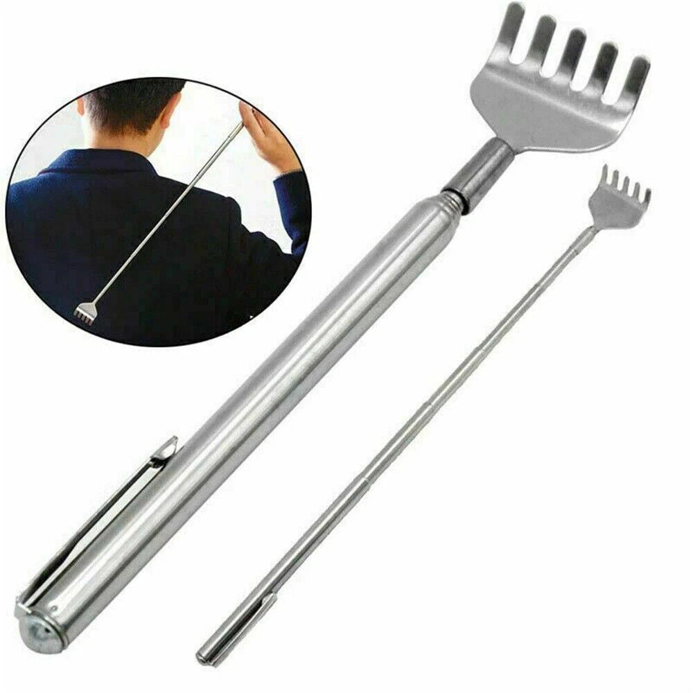 NEW Metal Telescopic Retractable Back Scratcher Stainless Steel 16cm to 51cm UK