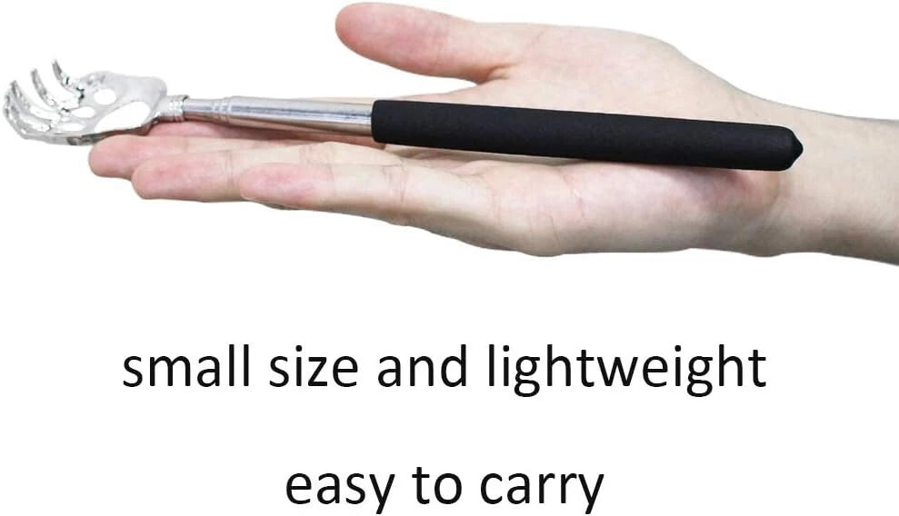 Bear Claw Telescoping Back Scratcher - Silver Metal - Black Rubber Handle NIB