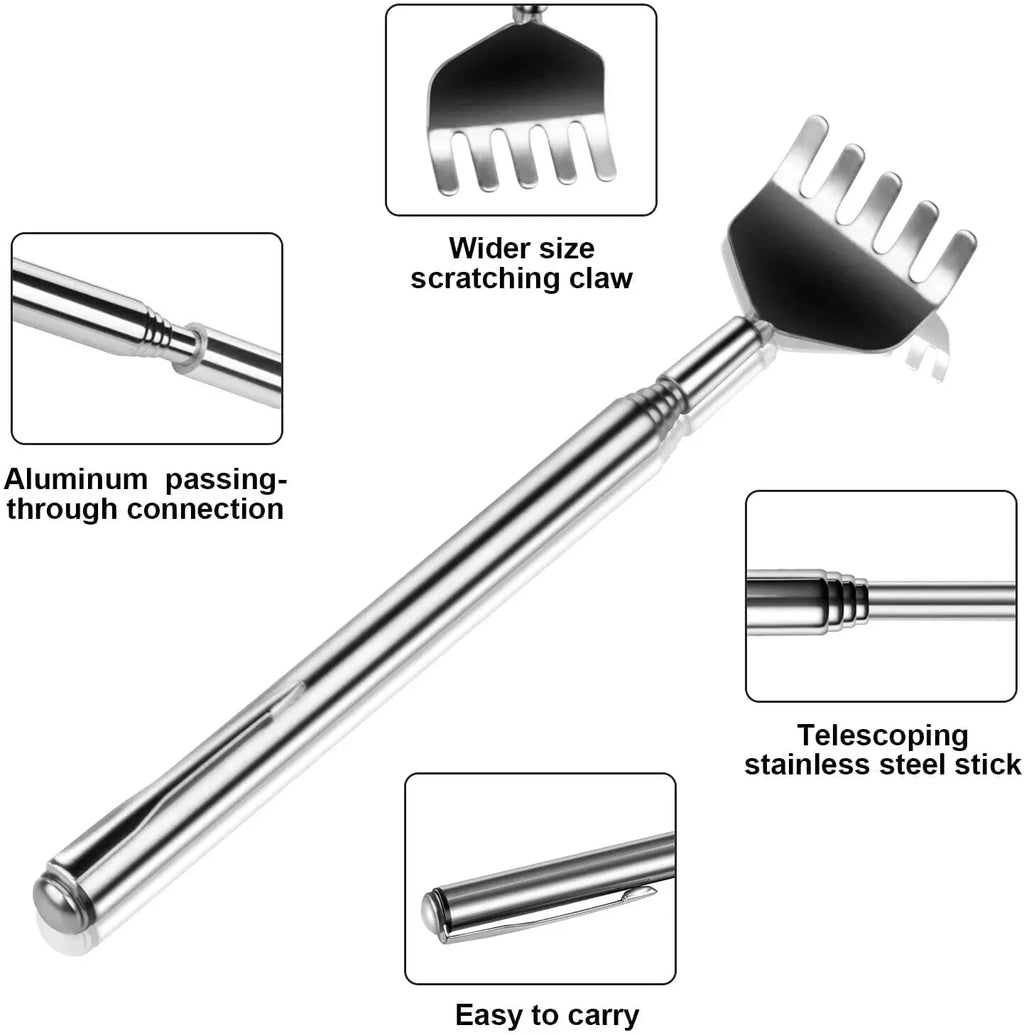 Metal Stainless Steel Back Scratcher Telescopic Extendable Claw Extender QW US
