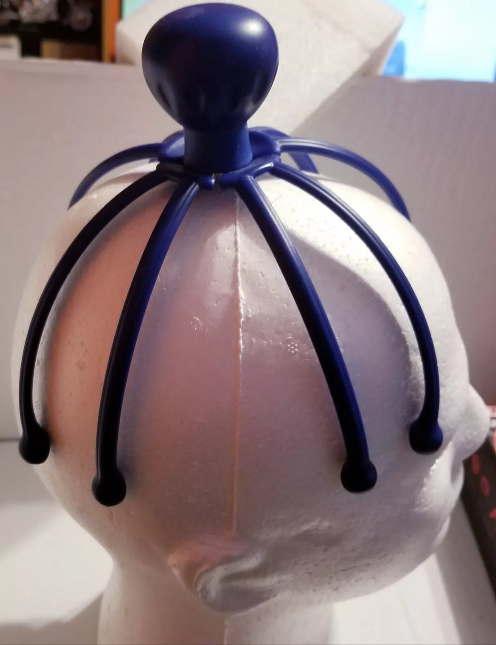 Head Massager Scalp Scratcher  With Rollers Blue - METAL BALL NEW!