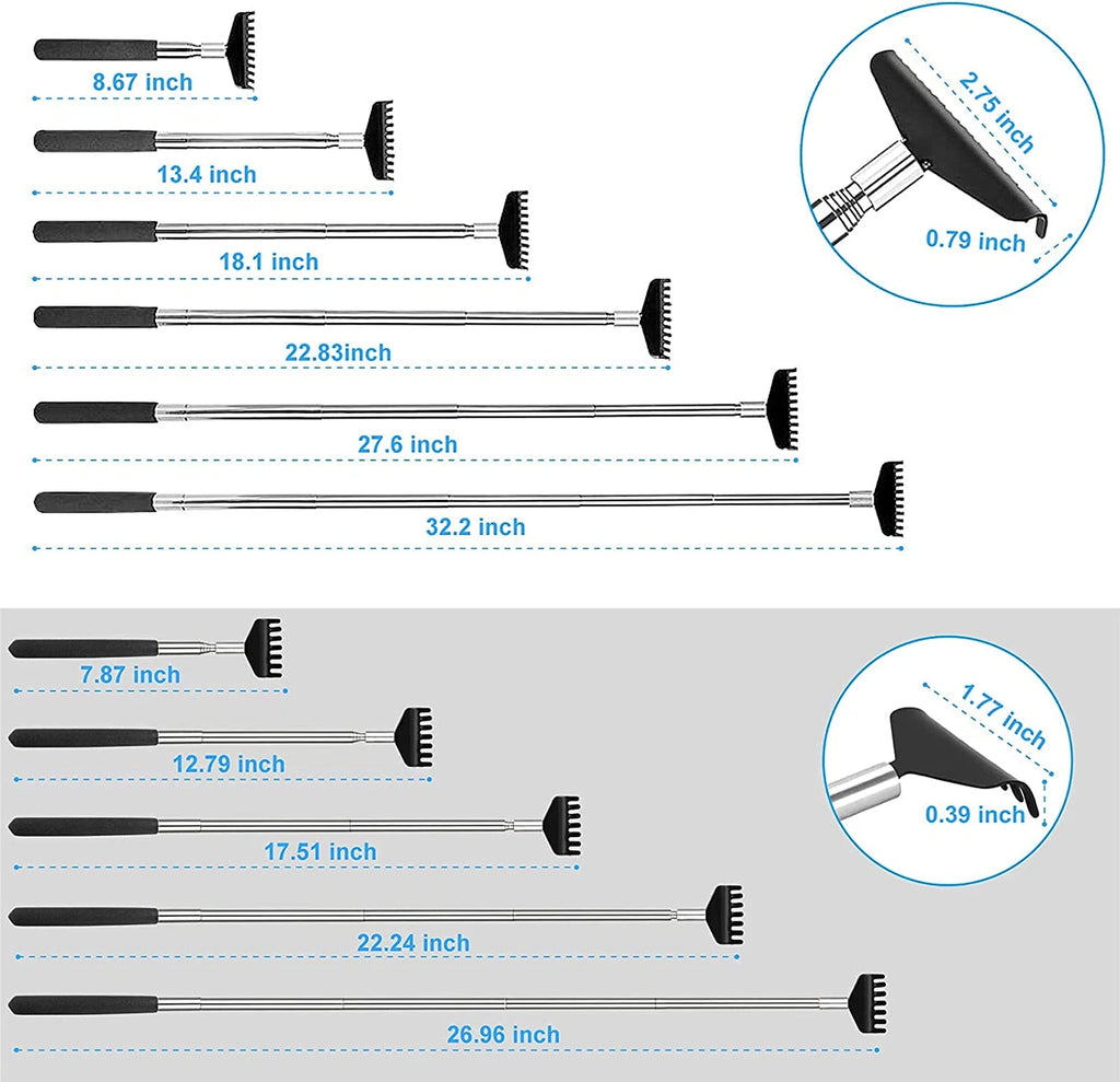 Telescoping Back Scratcher, 2 Pack - Stainless Steel, Portable and Extendable
