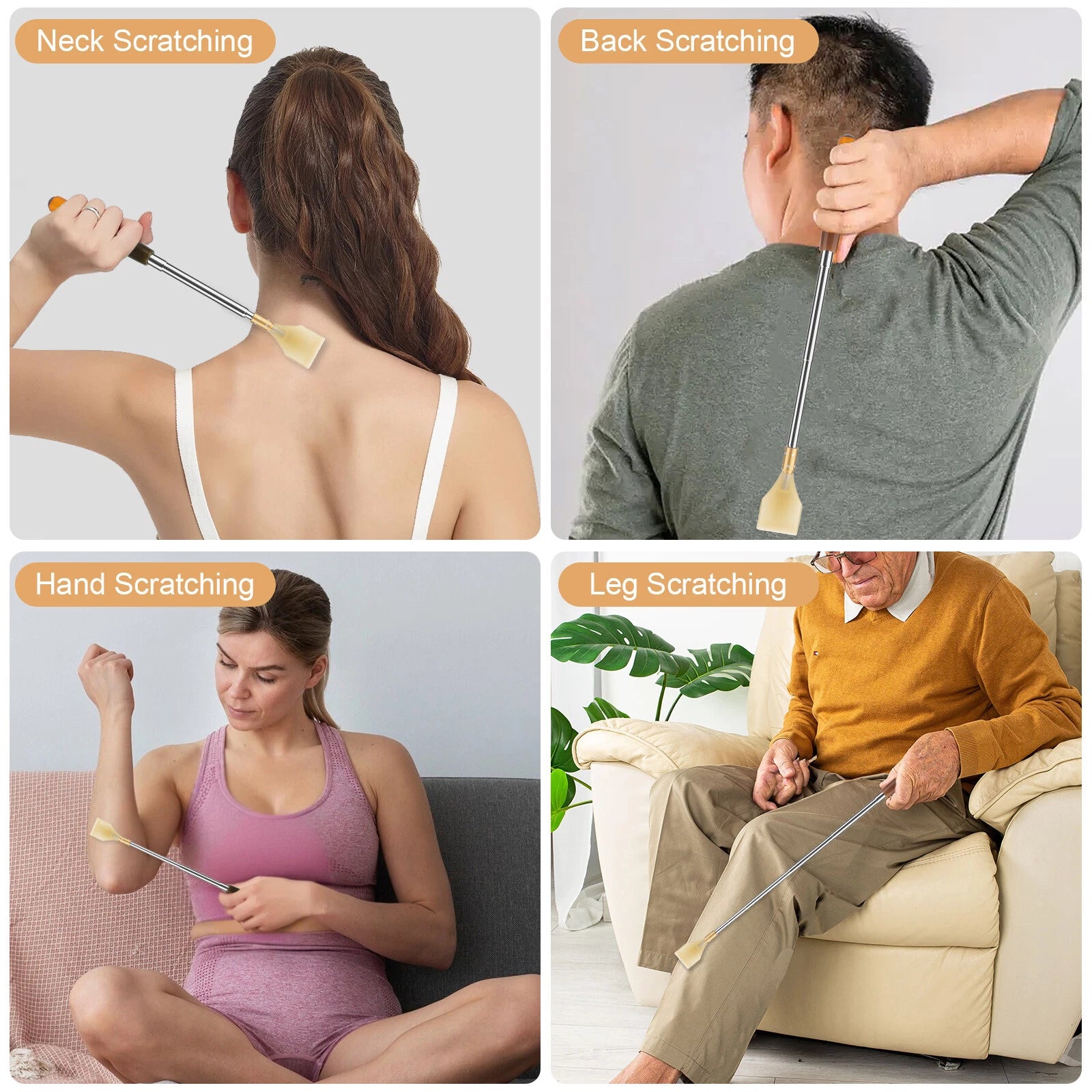 Extendable Back Scratcher, Relieve Itching Tool, Acupoint Massager for Men Women