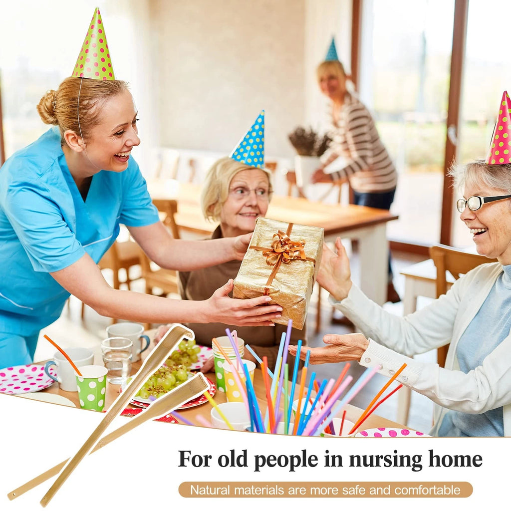 50 Pcs Bamboo Back Scratcher Bulk Traditional Manual Back Massager Wooden Lon