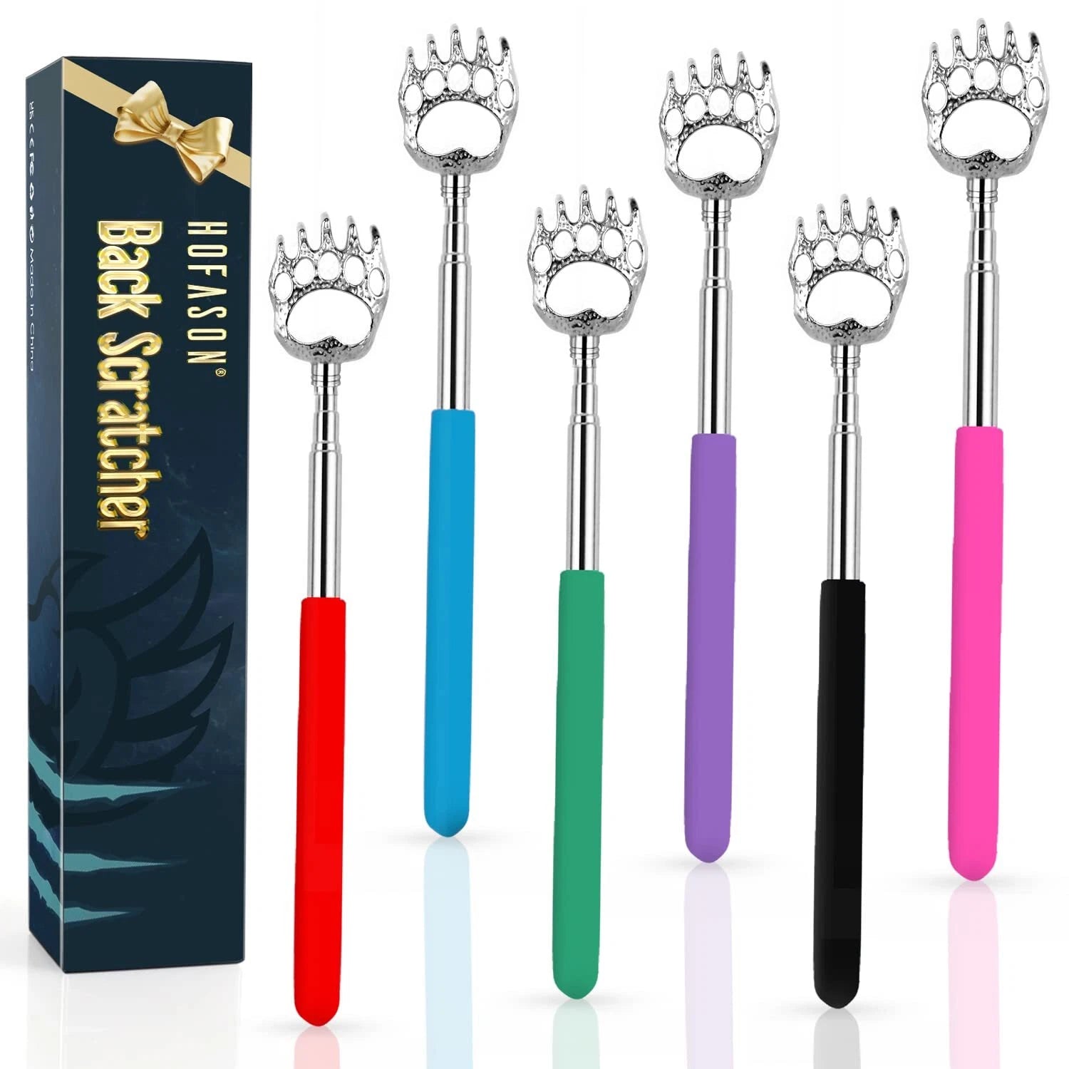6 Pack Extendable Back Scratcher - Portable Telescoping Metal Back