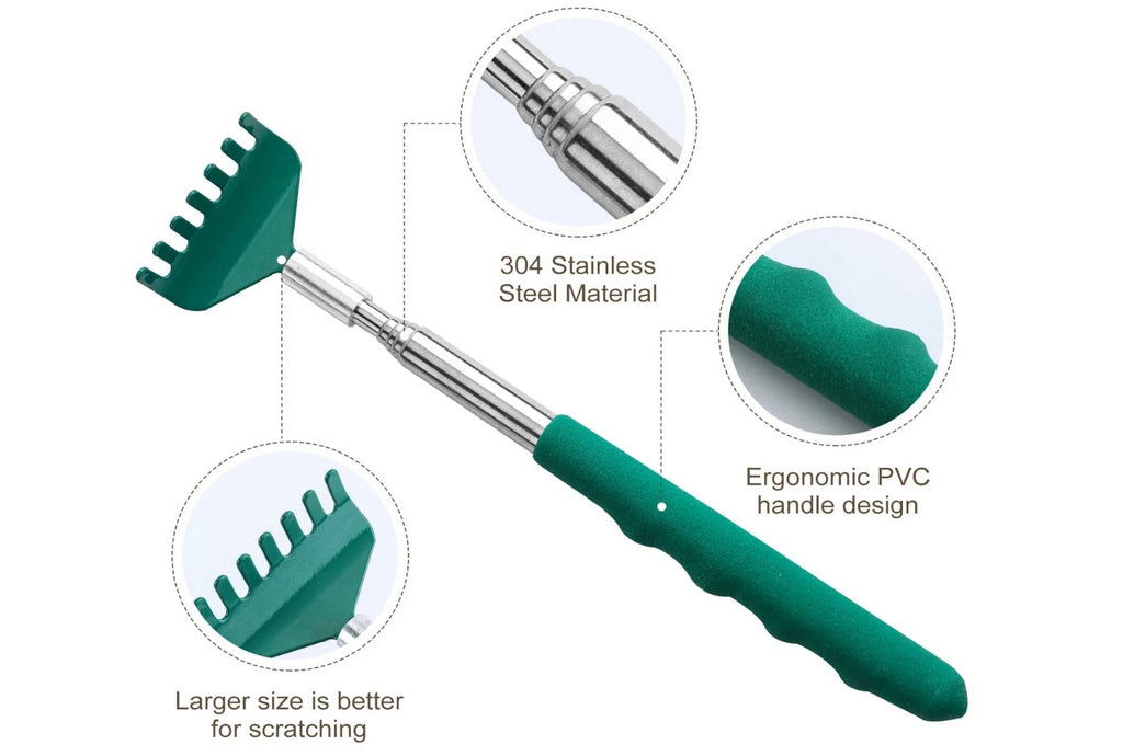 3 Pack Extendable Back Scratcher, Stainless Steel Portable Telescoping Back