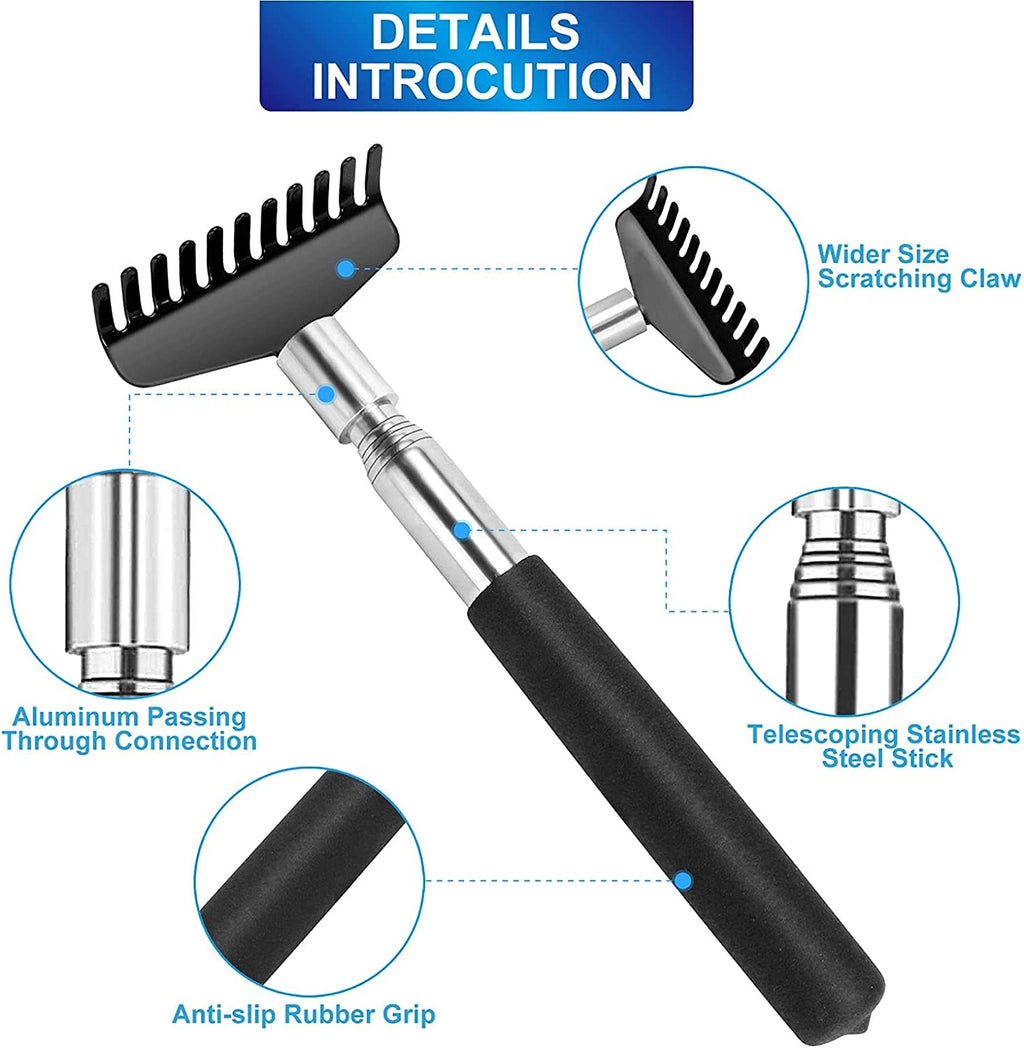 Telescoping Back Scratcher, 2 Pack - Stainless Steel, Portable and Extendable