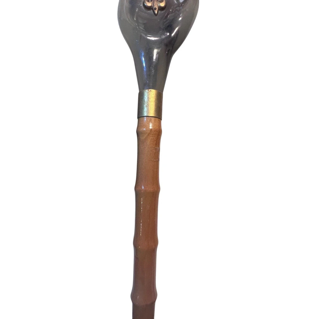 Vtg lucite & Bamboo Hand-Shaped Back Scratcher With Fleur-De-Lis Accent