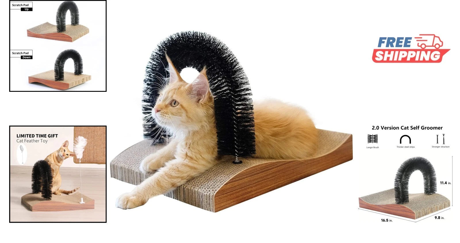 Cat Grooming Massager and Scratcher for Kittens and Small Dogs