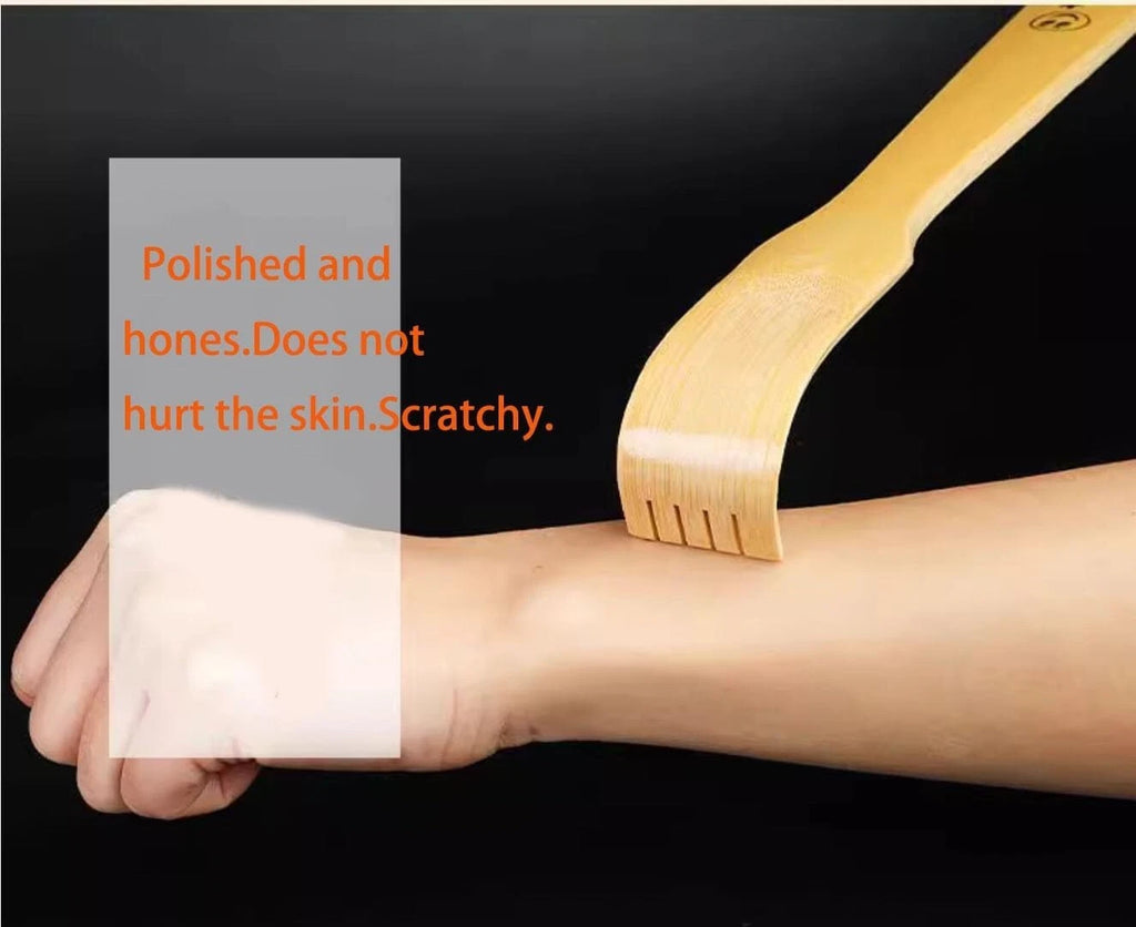 2Pcs Wooden Bamboo Back Scratcher Long Handle Itch Relief Finger-Like Scratchers